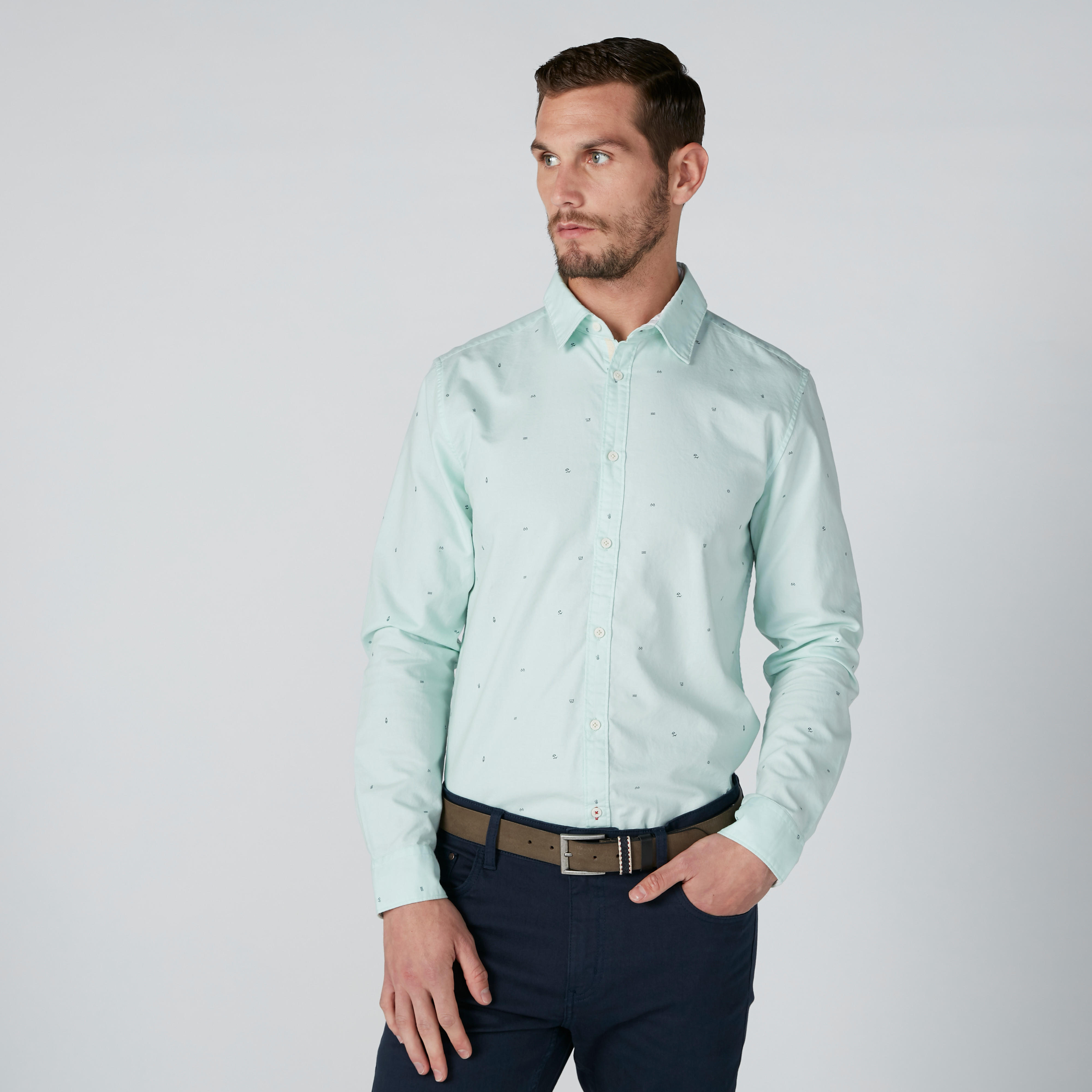 قميص مستدام بأزرار وطبعات بيينج هيومان-men-clothing-shirts-image-3