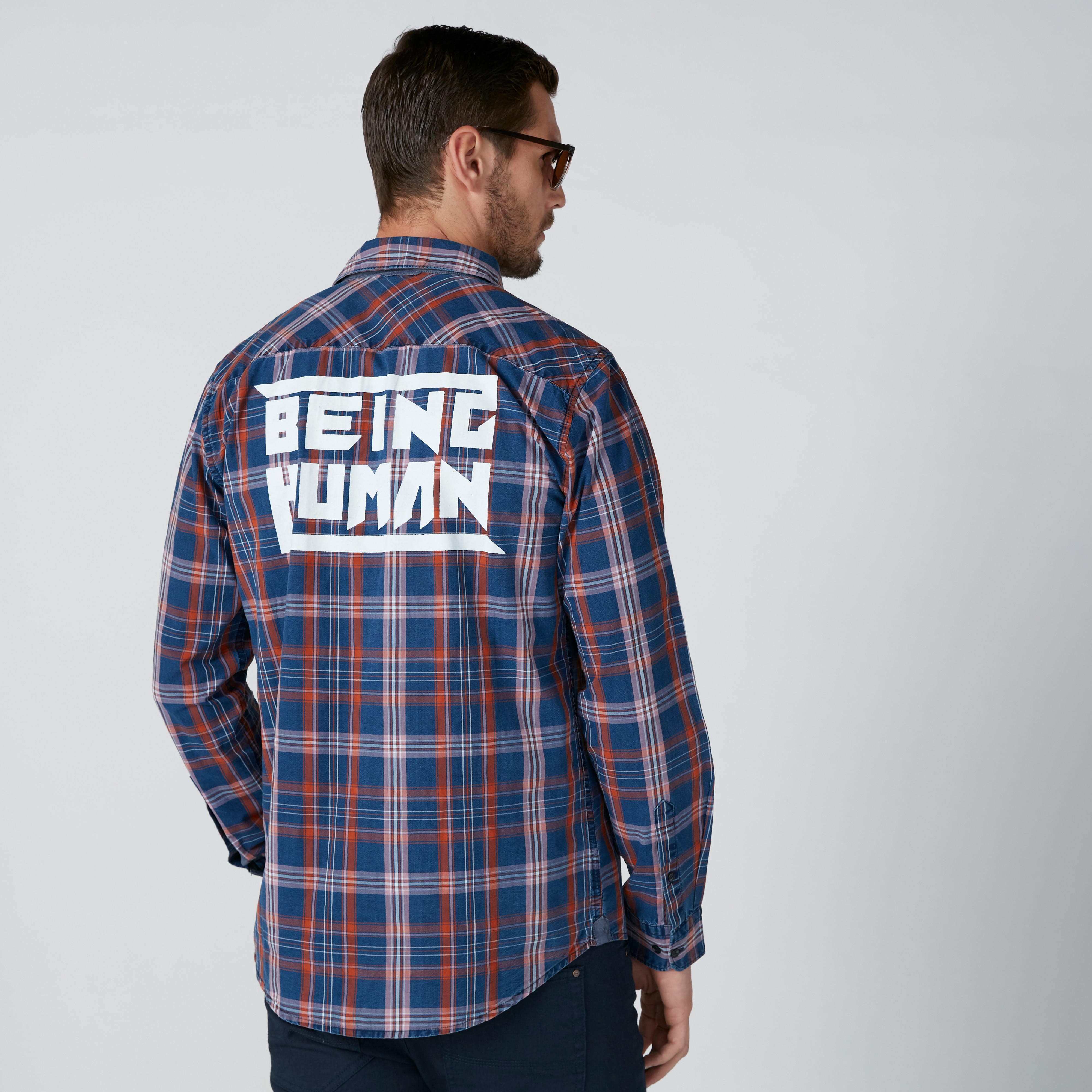 قميص مستدام كاروهات بأكمام طويلة بيينج هيومان-men-clothing-shirts-image-1