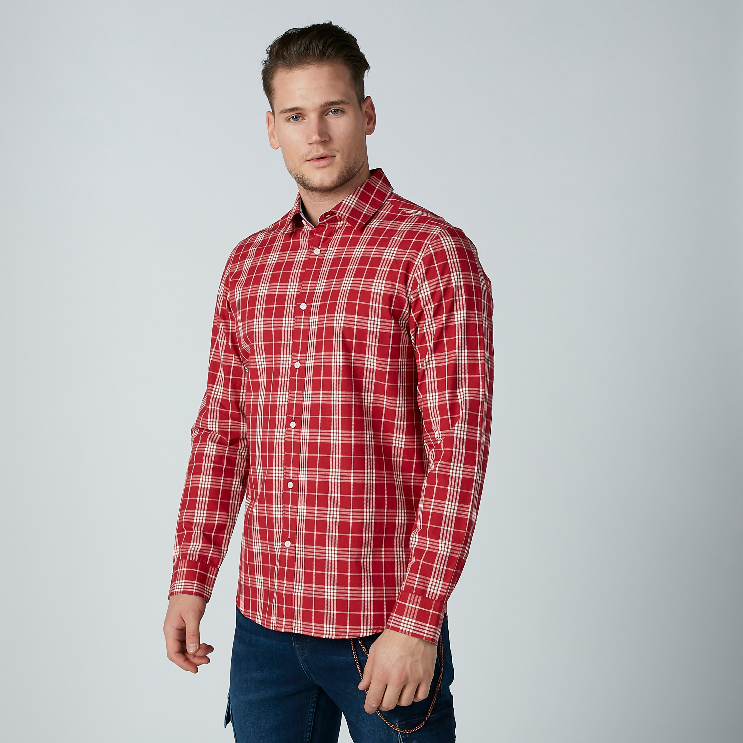 Sustainable Being Human Chequered Shirt with Long Sleeves-men-clothing-shirts-image-1