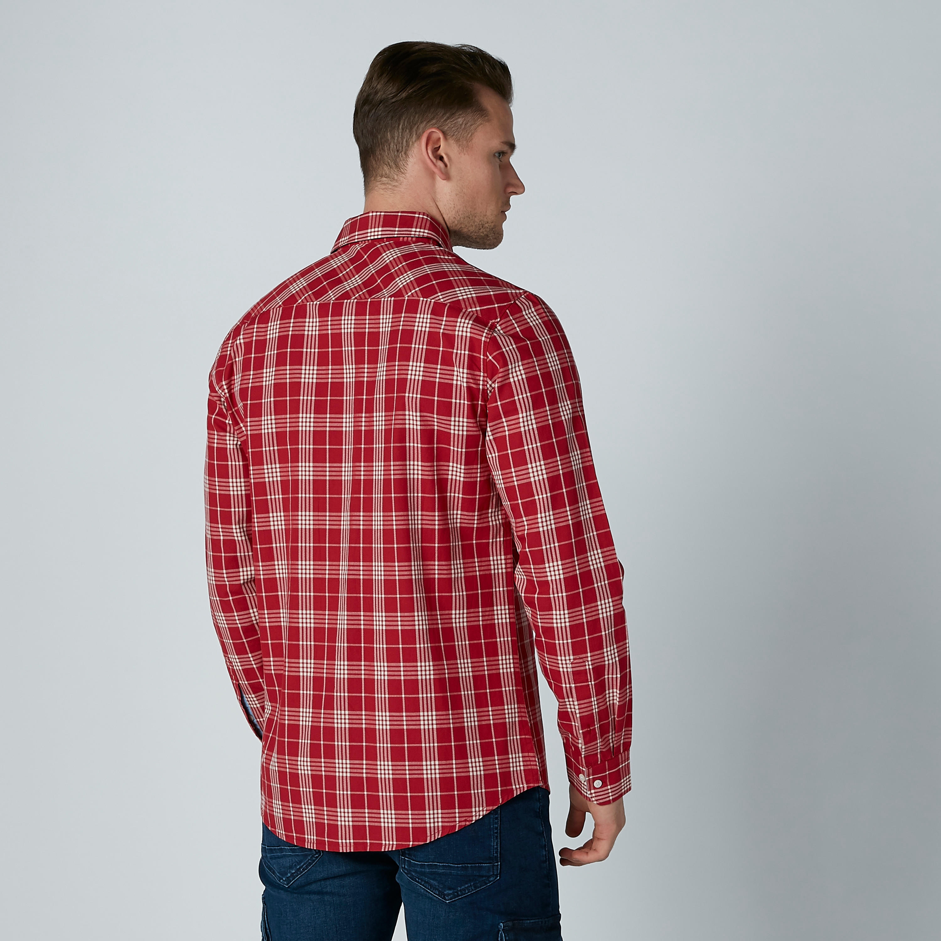 Sustainable Being Human Chequered Shirt with Long Sleeves-men-clothing-shirts-image-4