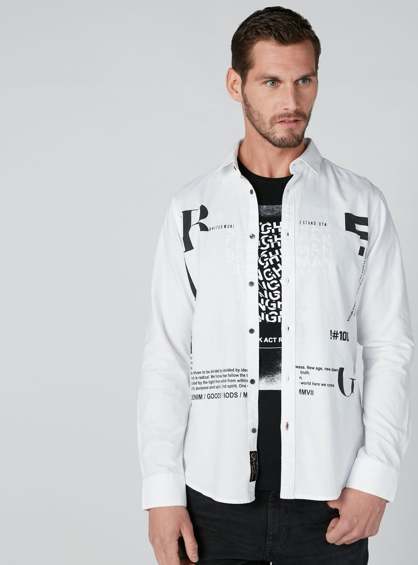 قميص مستدام سليم فيت بأكمام طويلة وطبعات بيينج هيومان-men-clothing-shirts-image-4