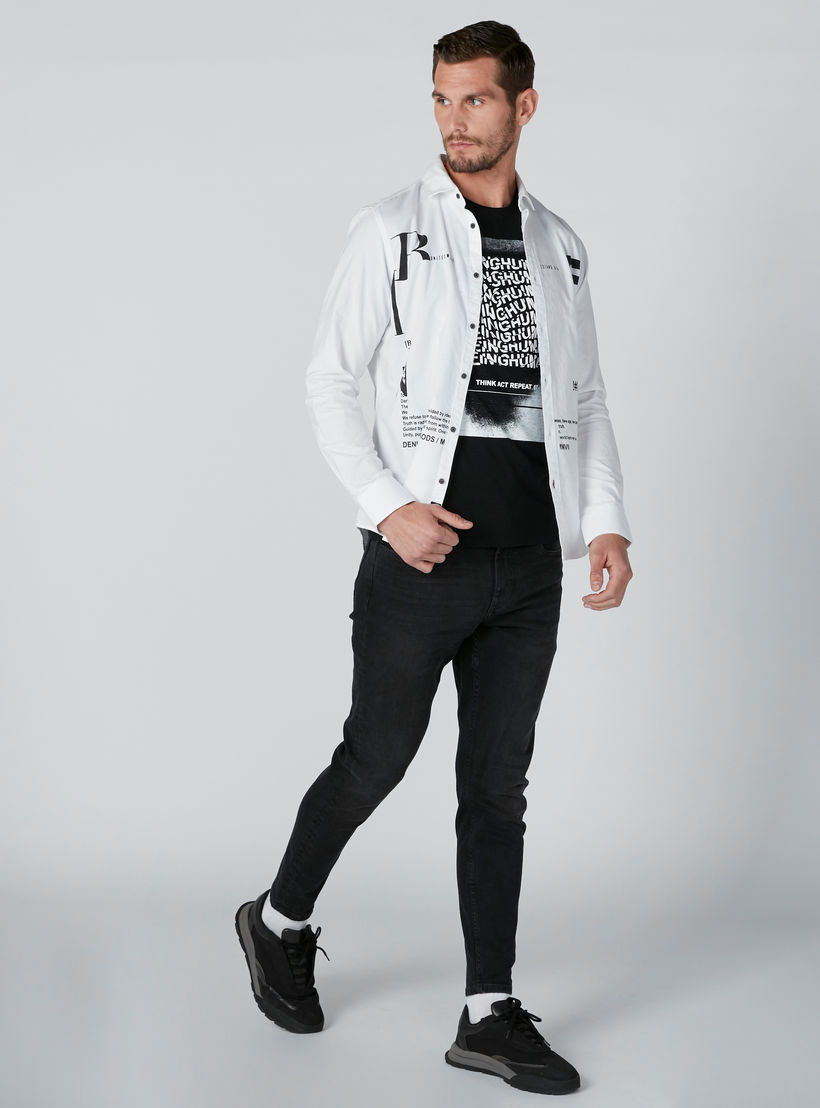 قميص مستدام سليم فيت بأكمام طويلة وطبعات بيينج هيومان-men-clothing-shirts-image-6
