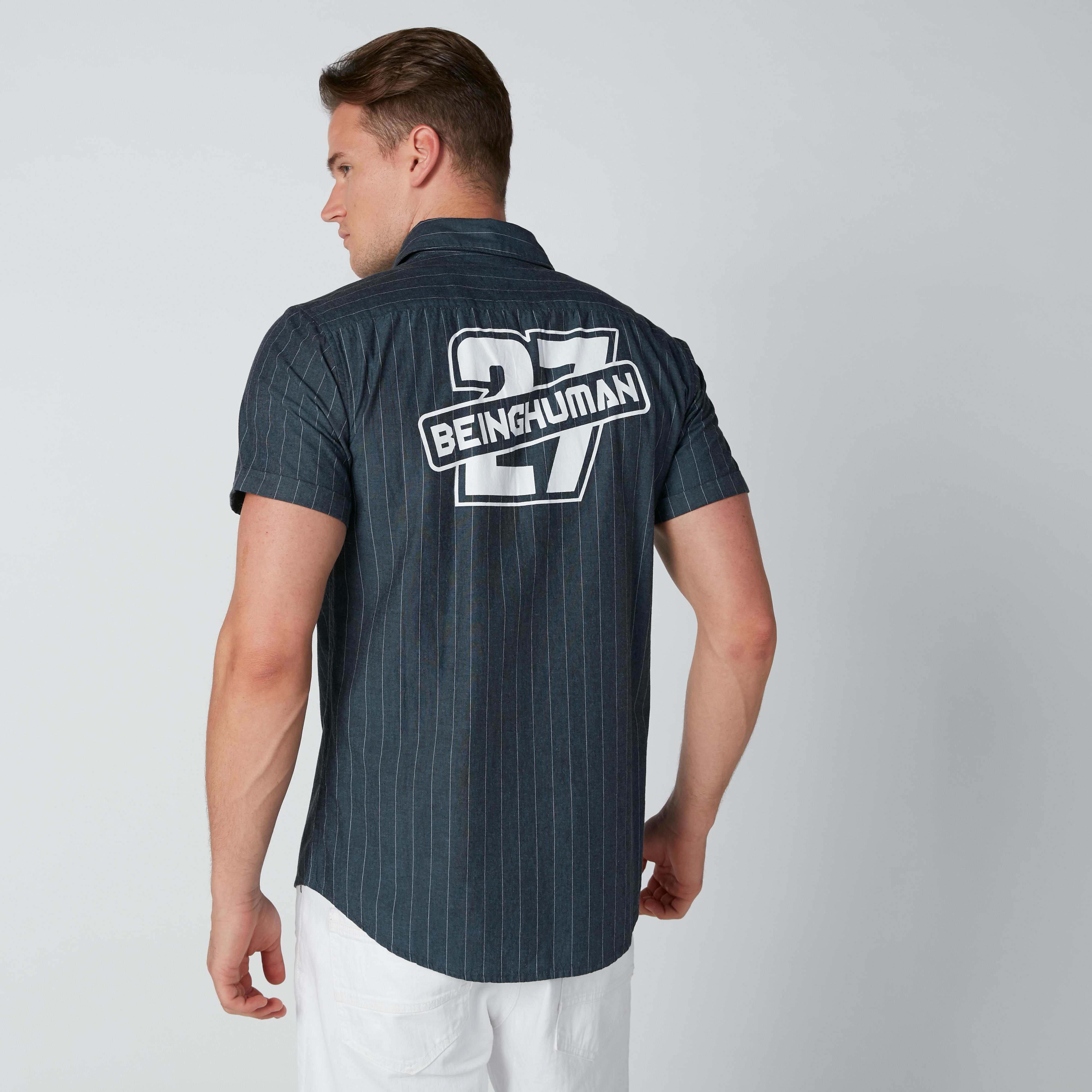قميص مستدام مقلم بجيب على الصدر بيينج هيومان-men-clothing-shirts-image-3