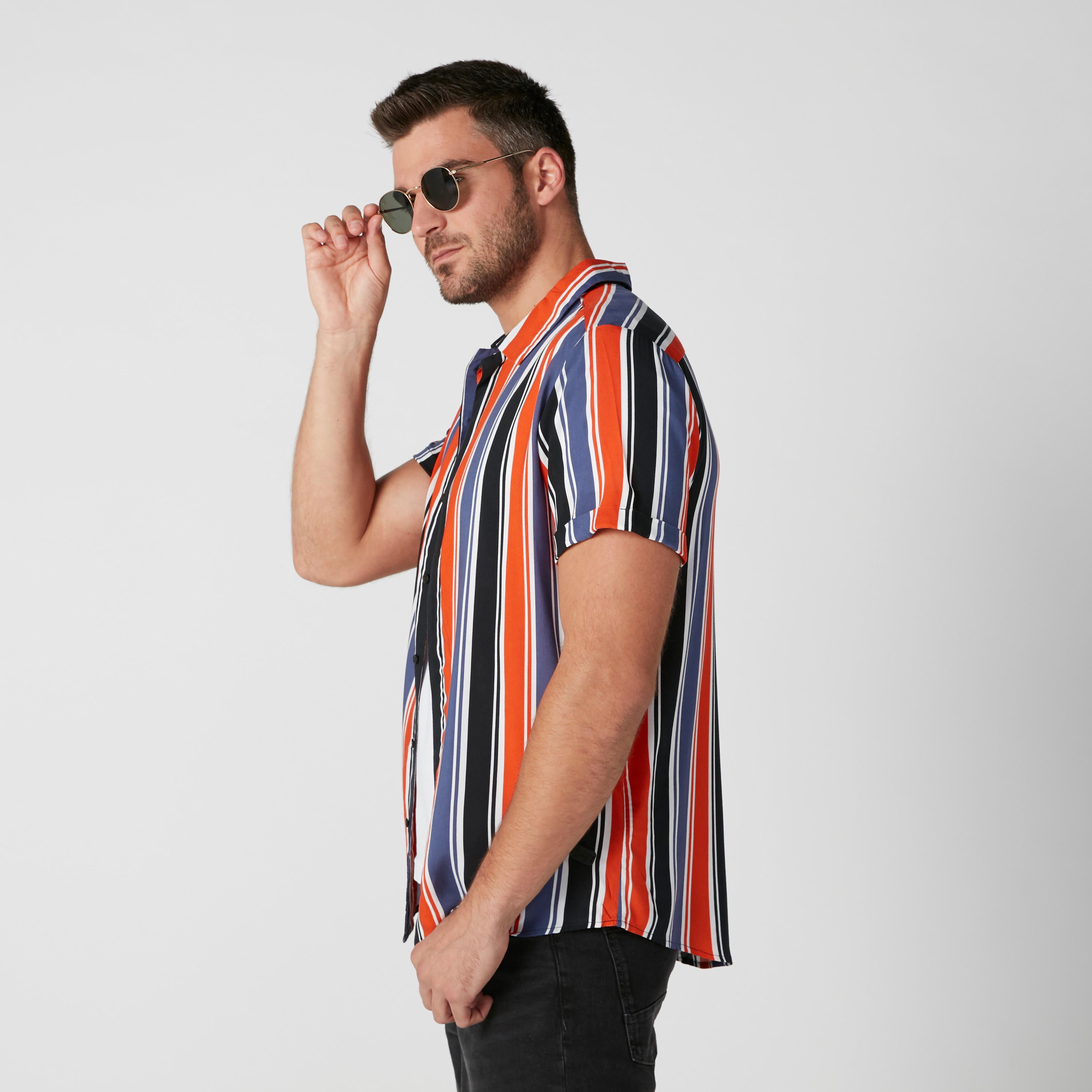قميص مستدام مقلم بأكمام قصيرة بيينج هيومان-men-clothing-shirts-image-4