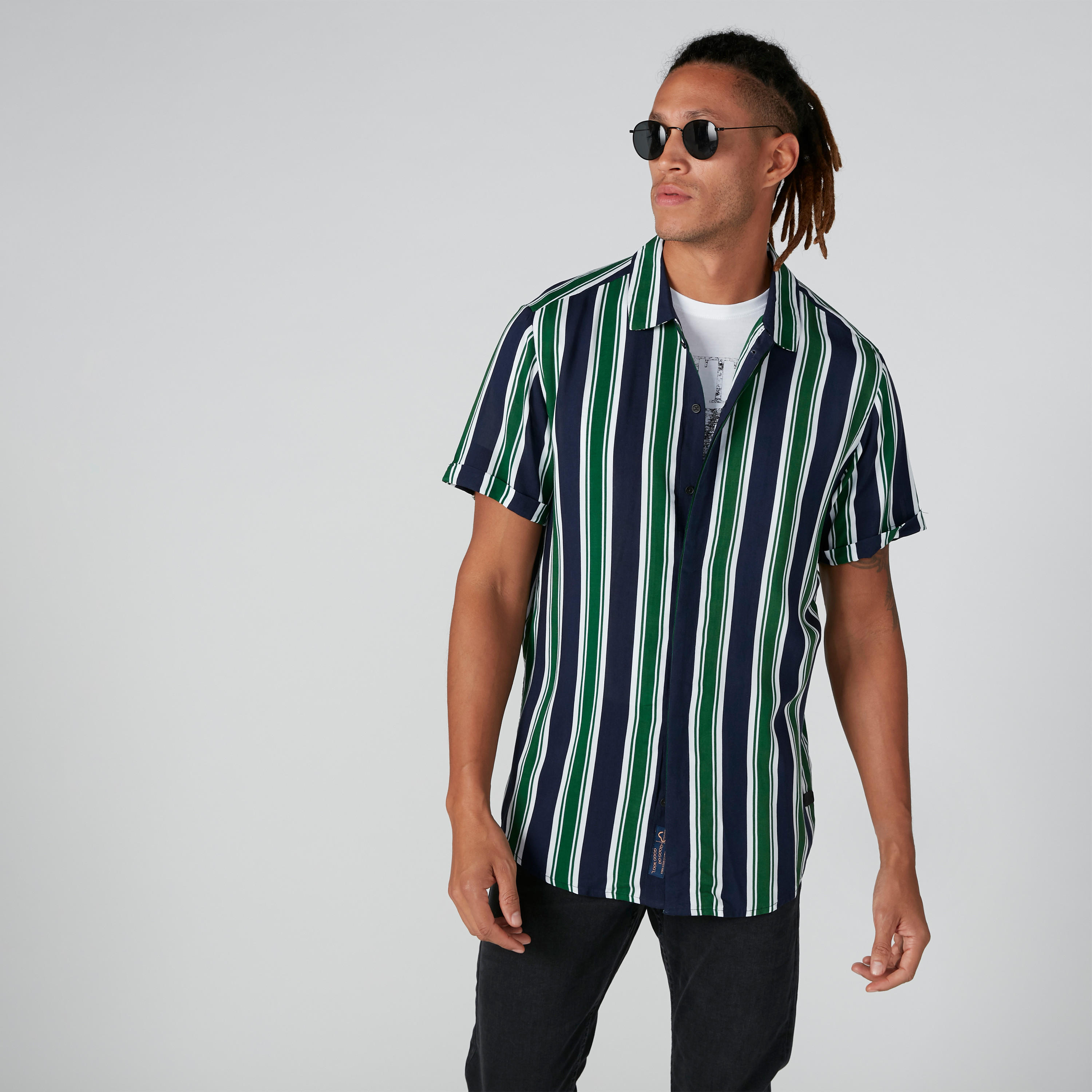 قميص مستدام مقلم بأكمام قصيرة بيينج هيومان-men-clothing-shirts-image-3