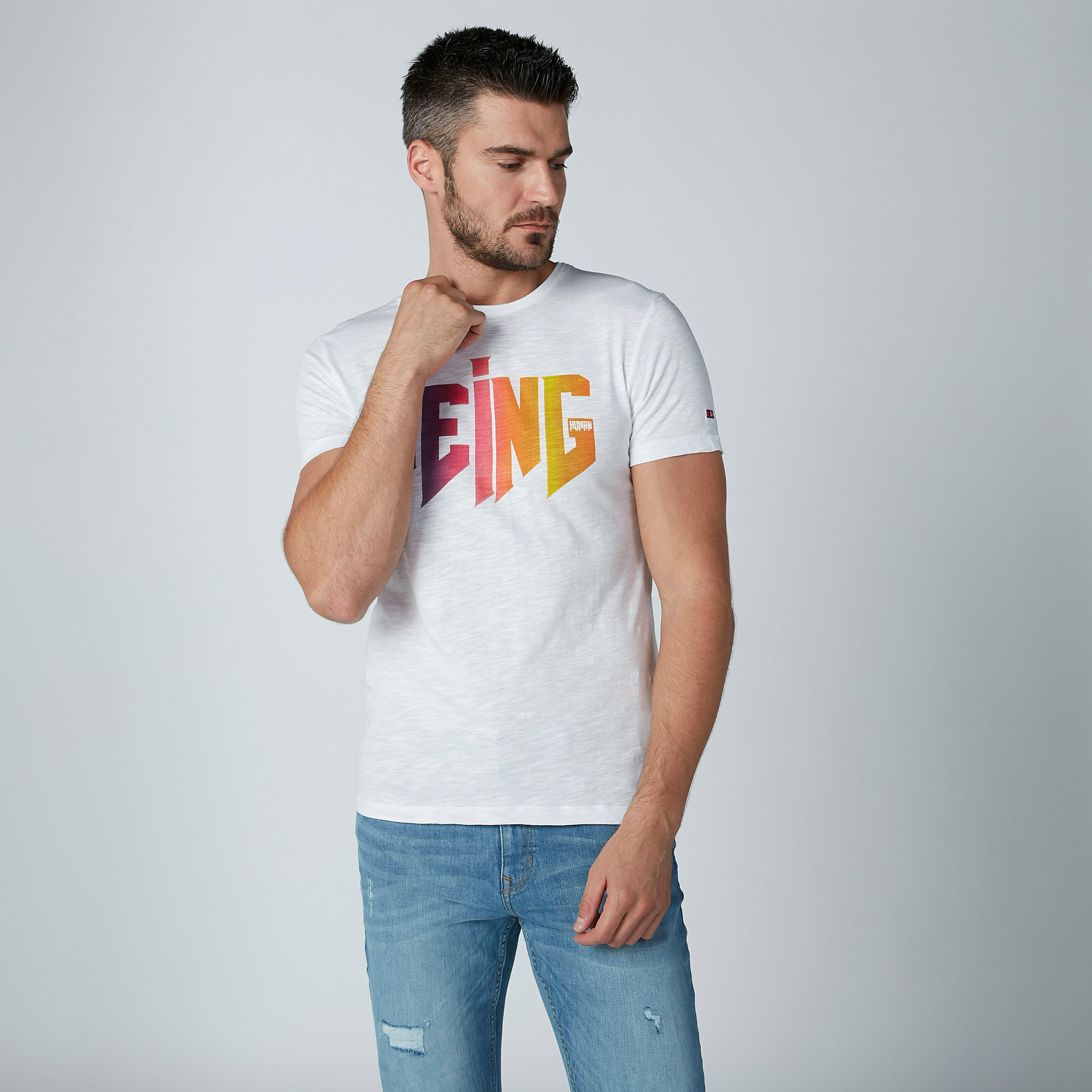 Being Human Printed T-shirt with Short Sleeves-men-clothing-tshirtsandpolos-tshirts-image-1