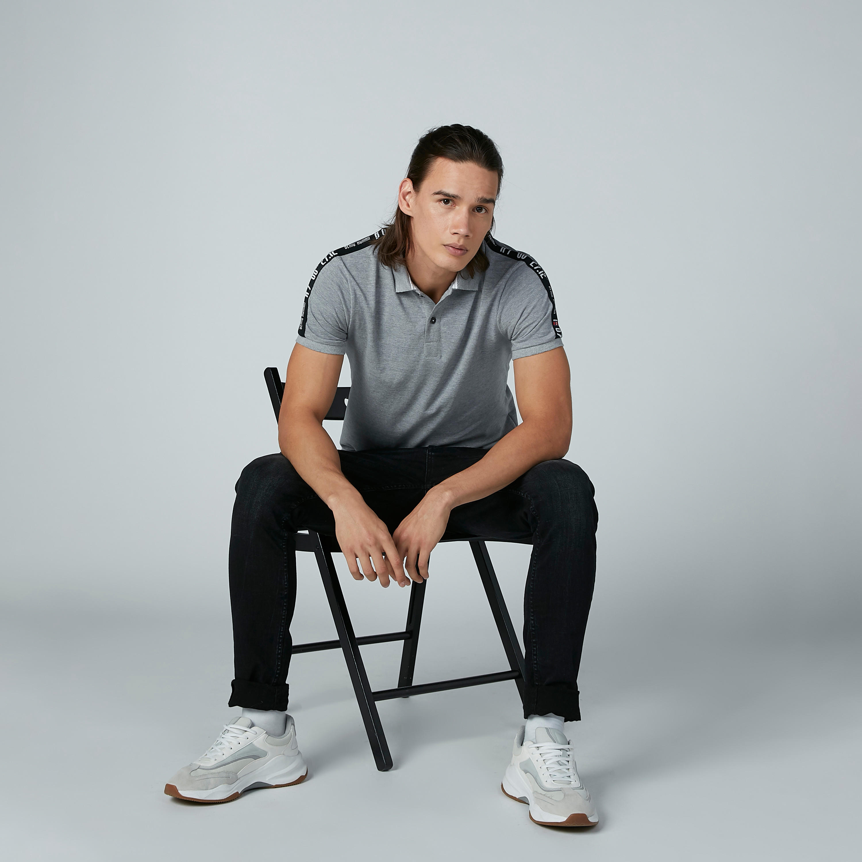 تيشيرت مستدام بولو بشريطة بيينج هيومان-men-clothing-tshirtsandpolos-polos-image-1
