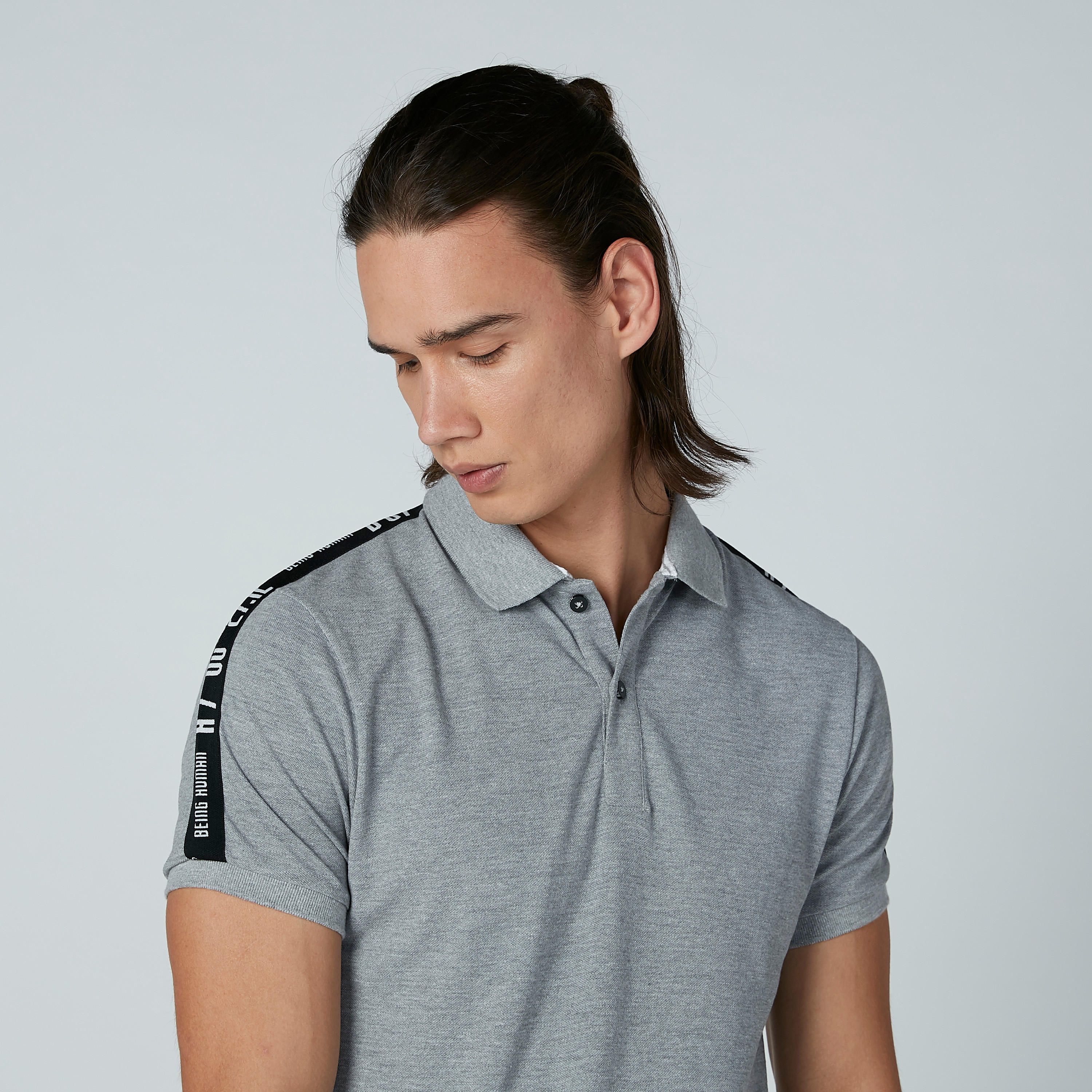 تيشيرت مستدام بولو بشريطة بيينج هيومان-men-clothing-tshirtsandpolos-polos-image-2