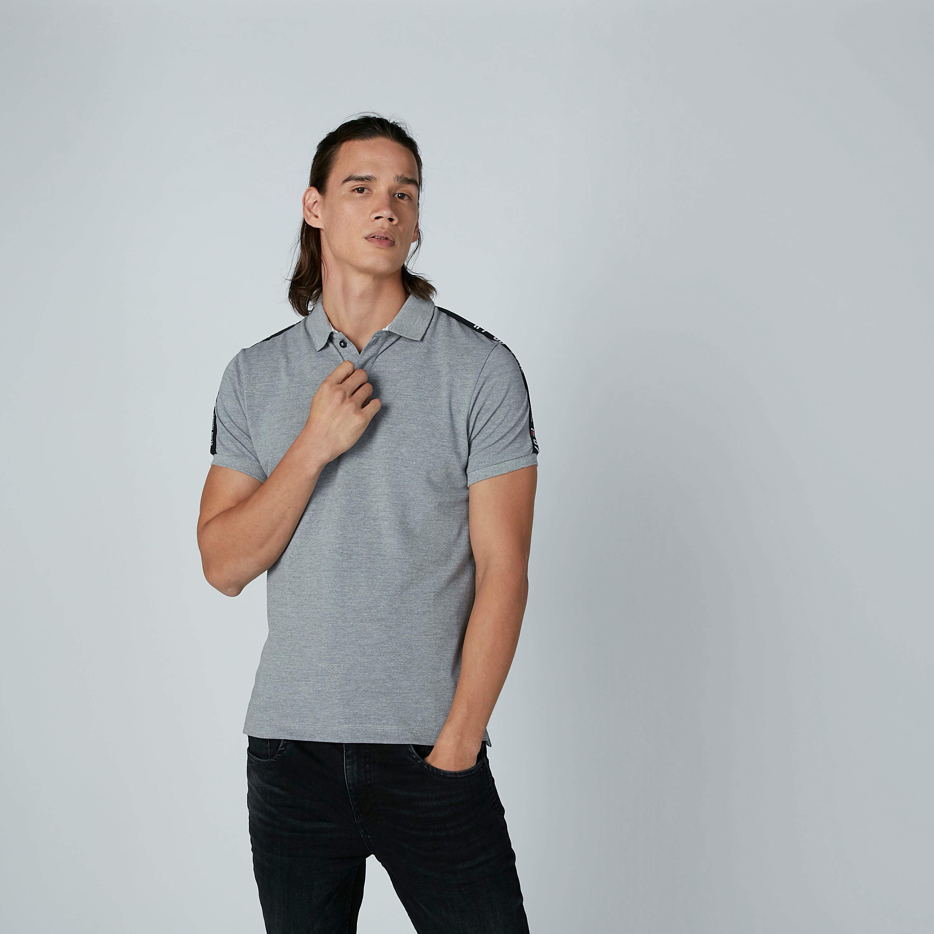 تيشيرت مستدام بولو بشريطة بيينج هيومان-men-clothing-tshirtsandpolos-polos-image-4