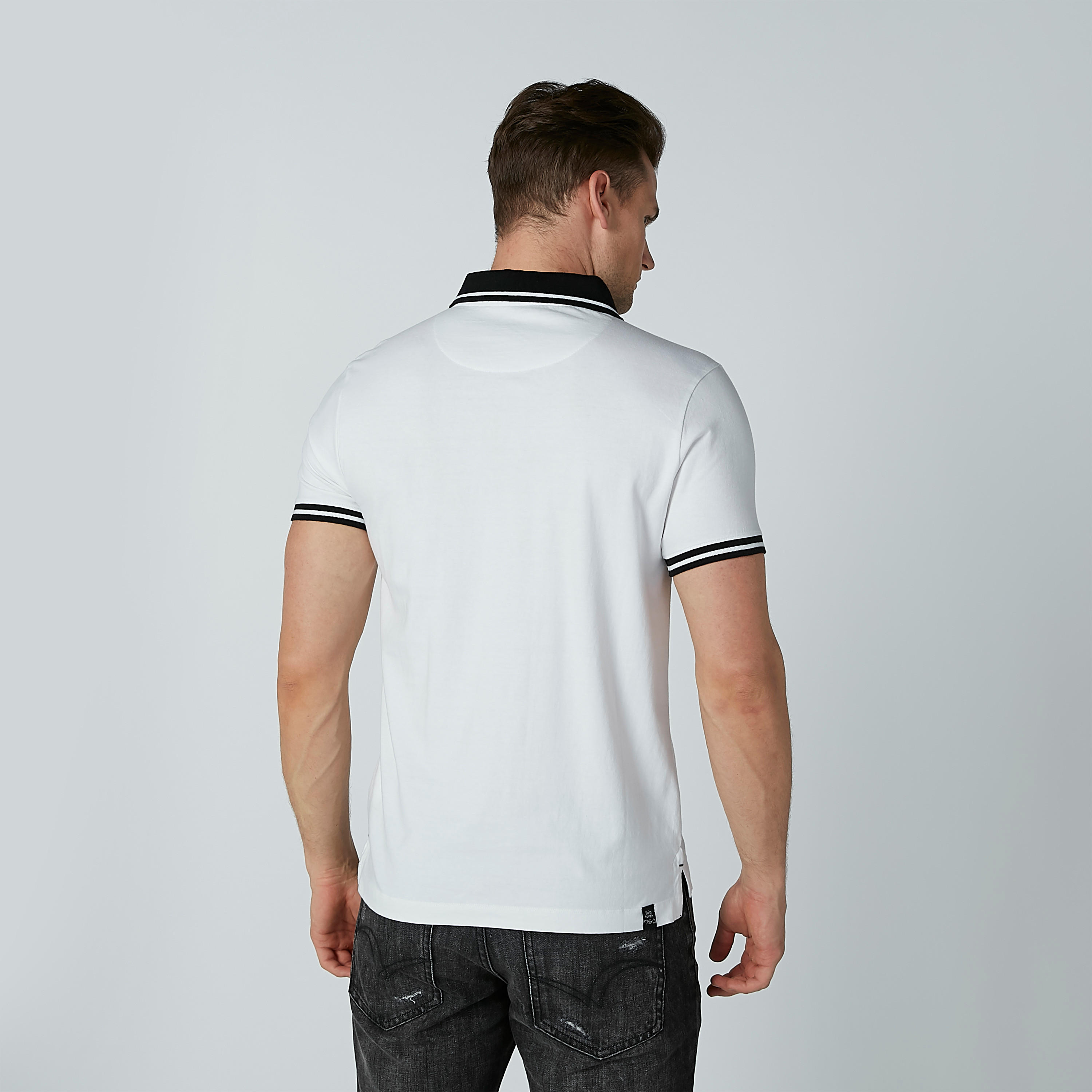 Sustainable Being Human Printed T-shirt with Polo Neck and Short Sleeves-men-clothing-tshirtsandpolos-polos-image-4