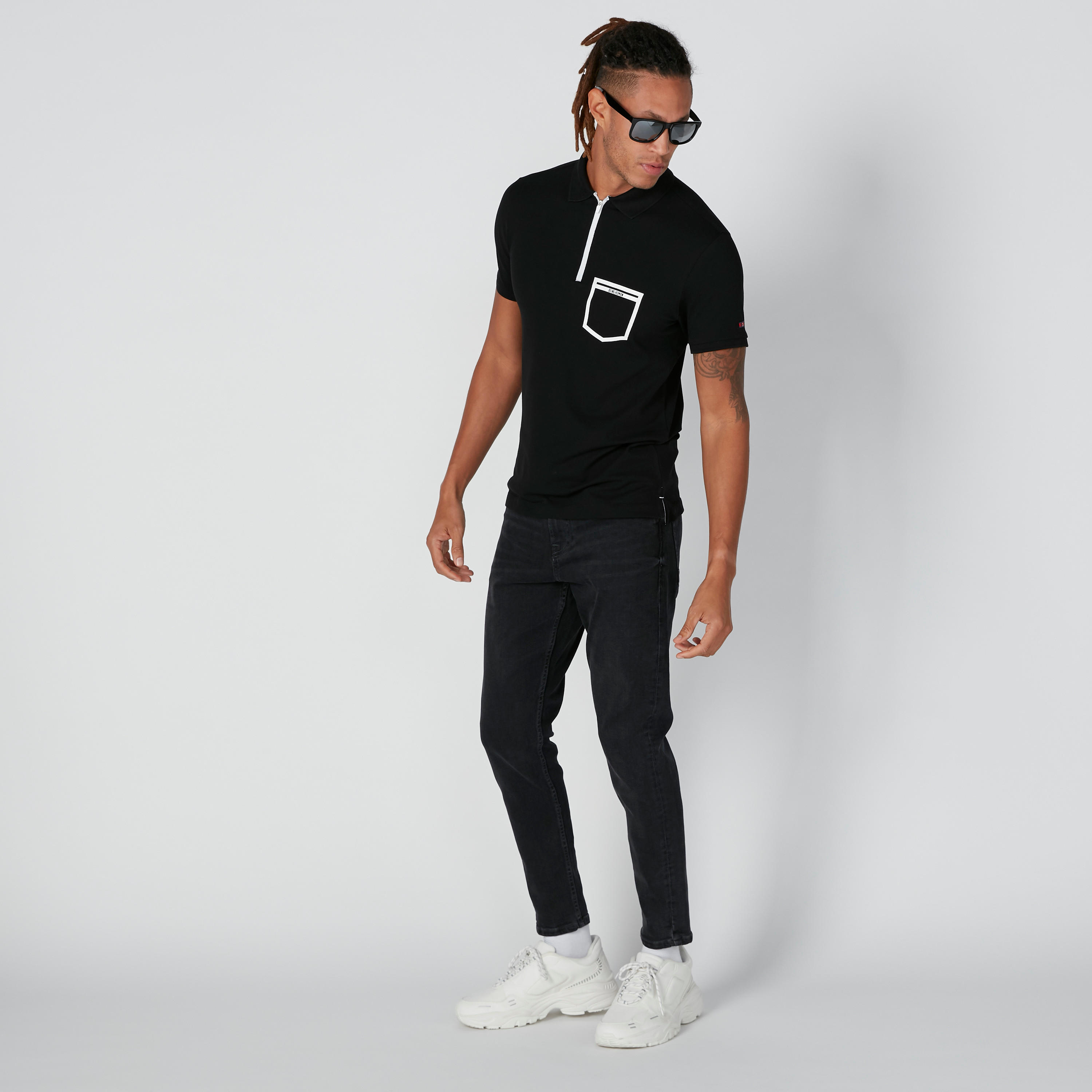 تيشيرت مستدام بياقة بولو وسحّاب بيينج هيومان-men-clothing-tshirtsandpolos-polos-image-1