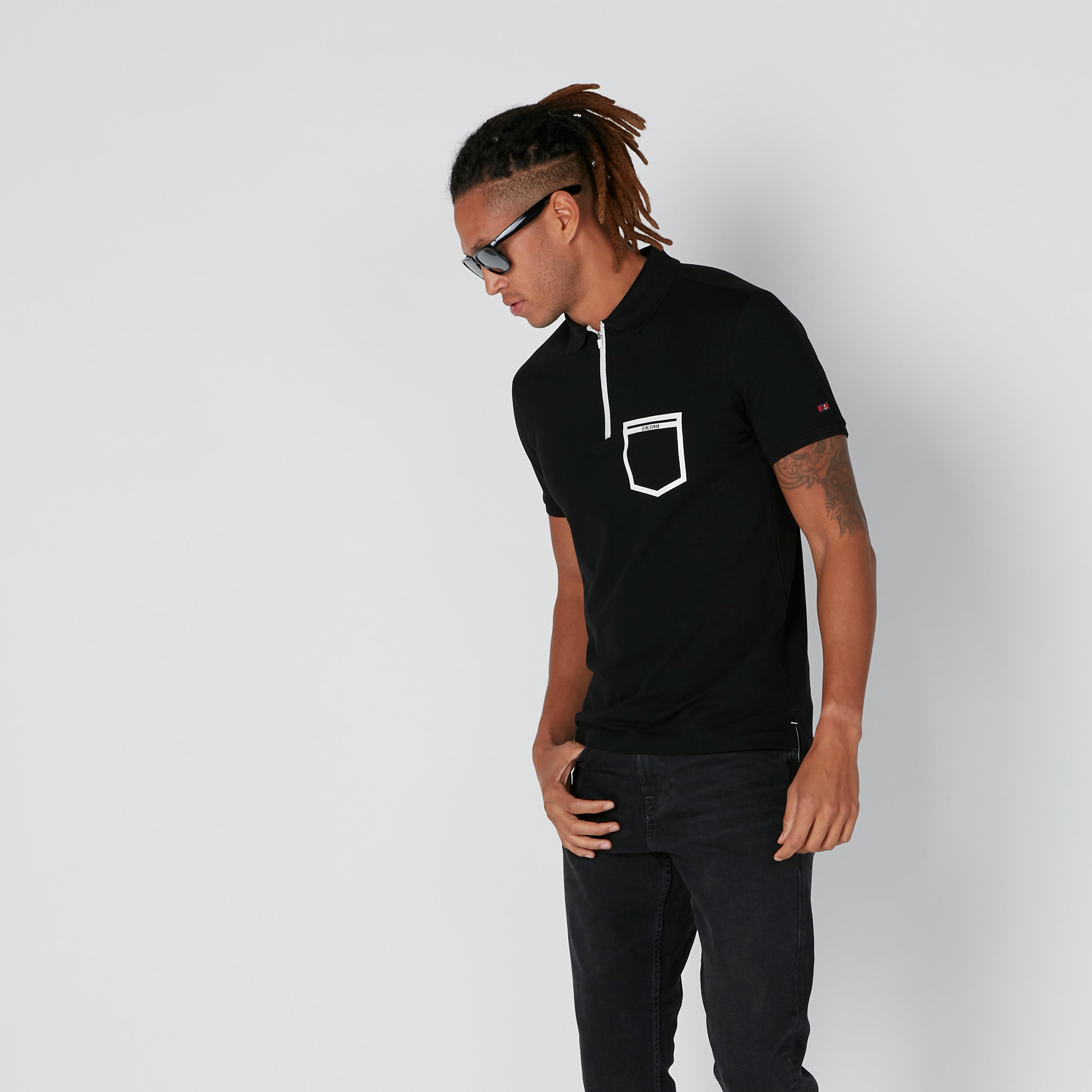 Sustainable Being Human Zip Detail Polo Neck T-Shirt-men-clothing-tshirtsandpolos-polos-image-4
