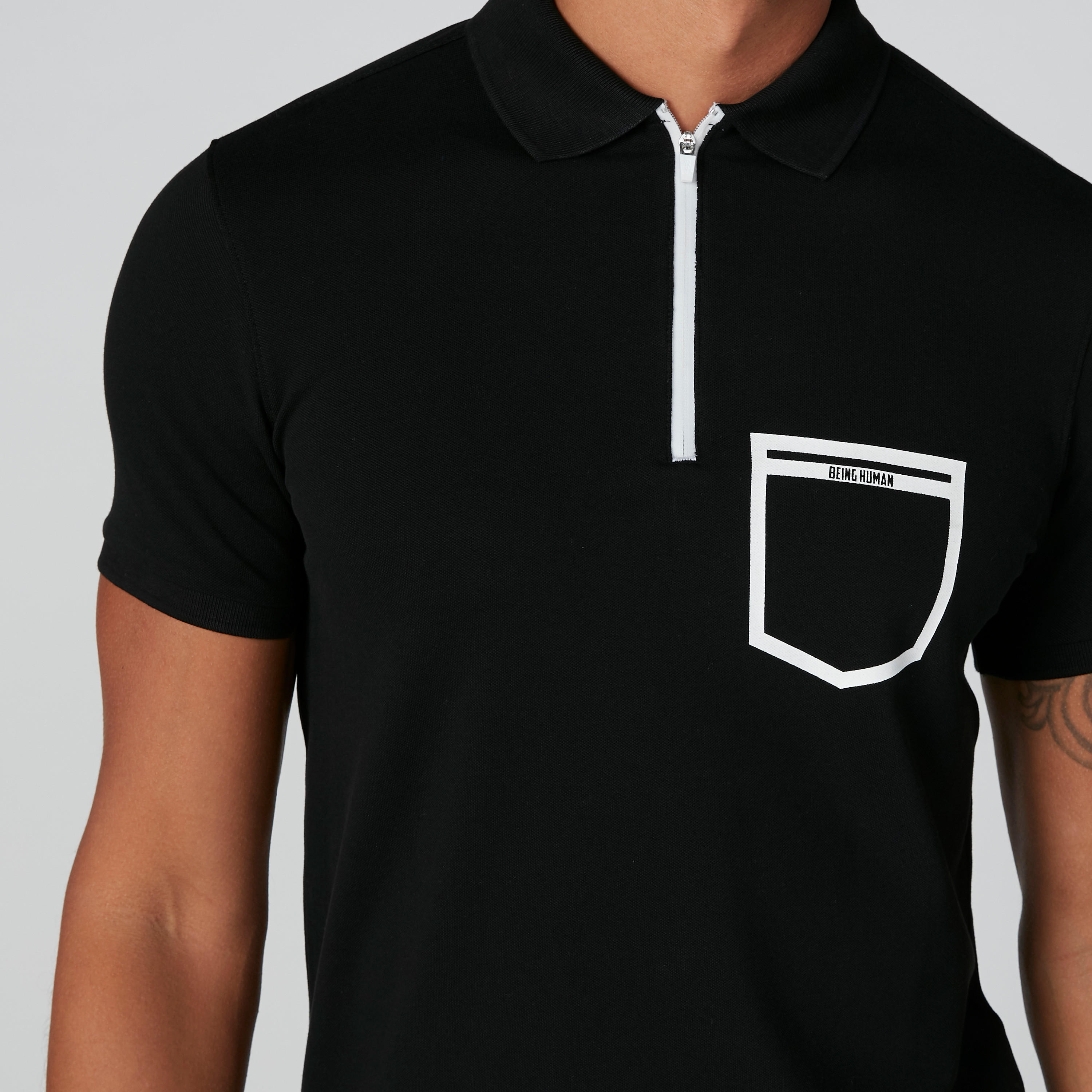 تيشيرت مستدام بياقة بولو وسحّاب بيينج هيومان-men-clothing-tshirtsandpolos-polos-image-5