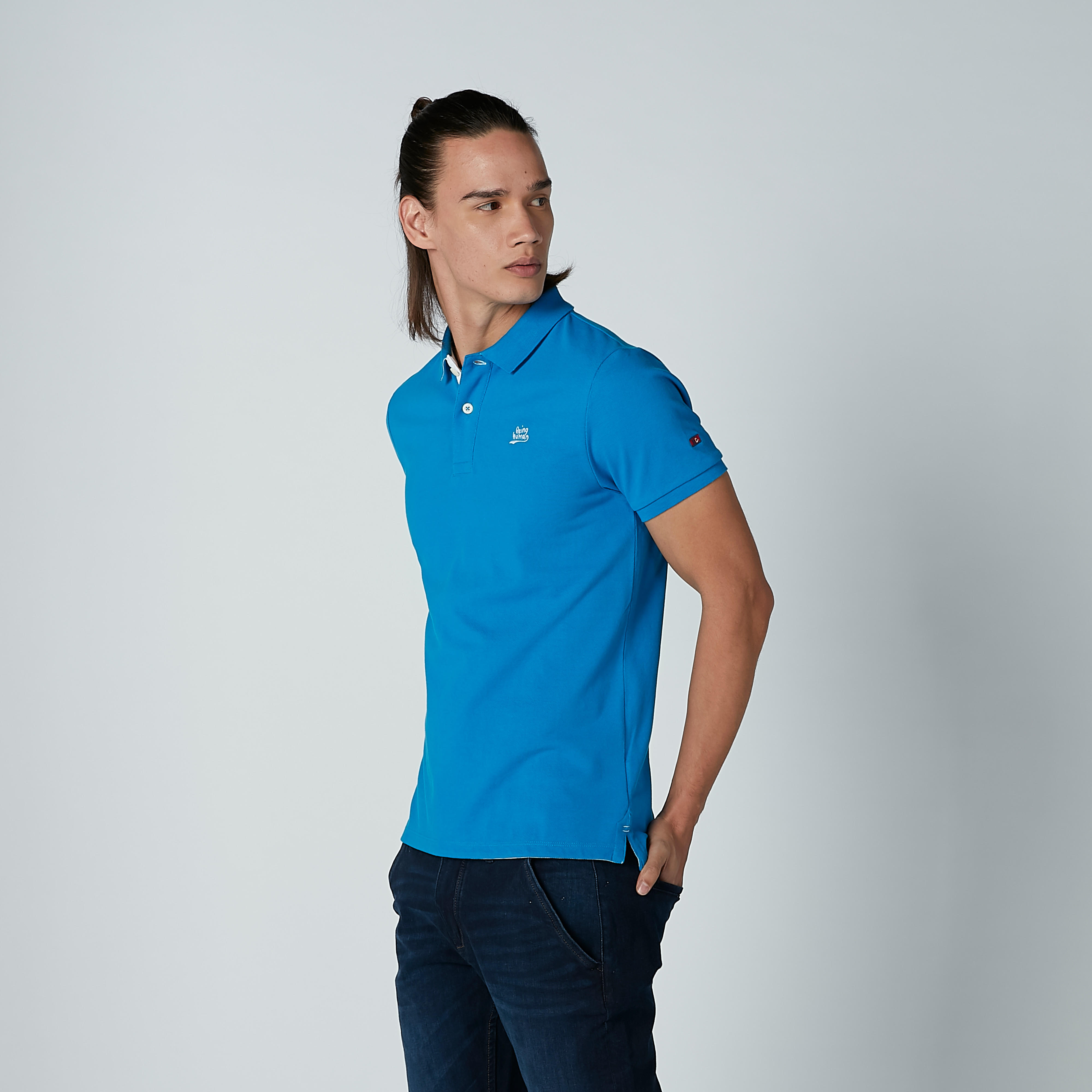 تيشيرت سادة بياقة بولو وأكمام قصيرة من بيينج هيومان-men-clothing-tshirtsandpolos-polos-image-4