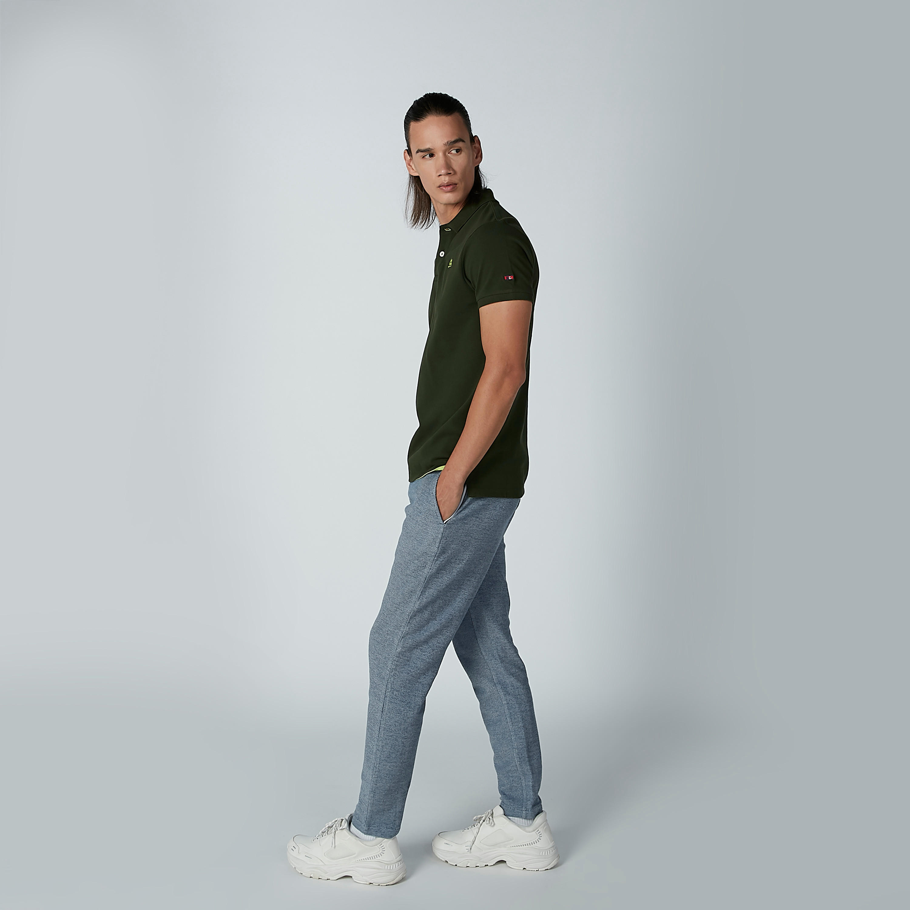 Being Human Plain Polo Neck T-shirt with Short Sleeves-men-clothing-tshirtsandpolos-polos-image-5