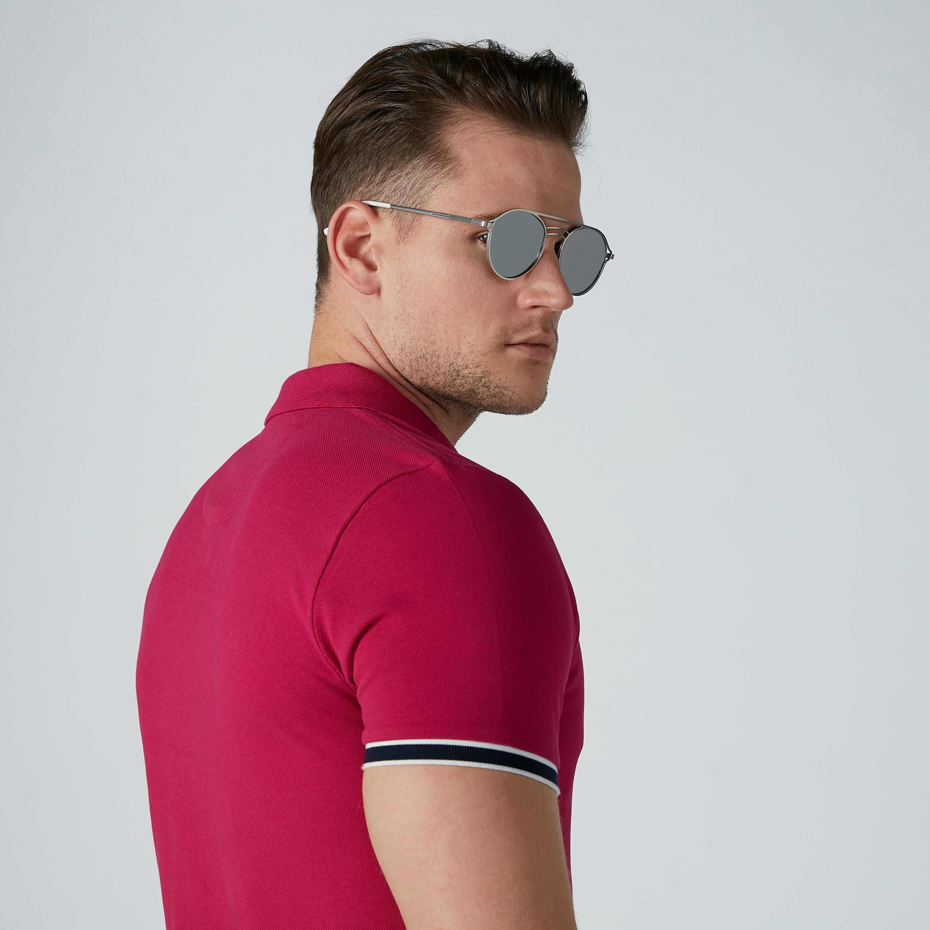 تيشيرت سادة بياقة بولو وأكمام قصيرة من بيينج هيومان-men-clothing-tshirtsandpolos-polos-image-1