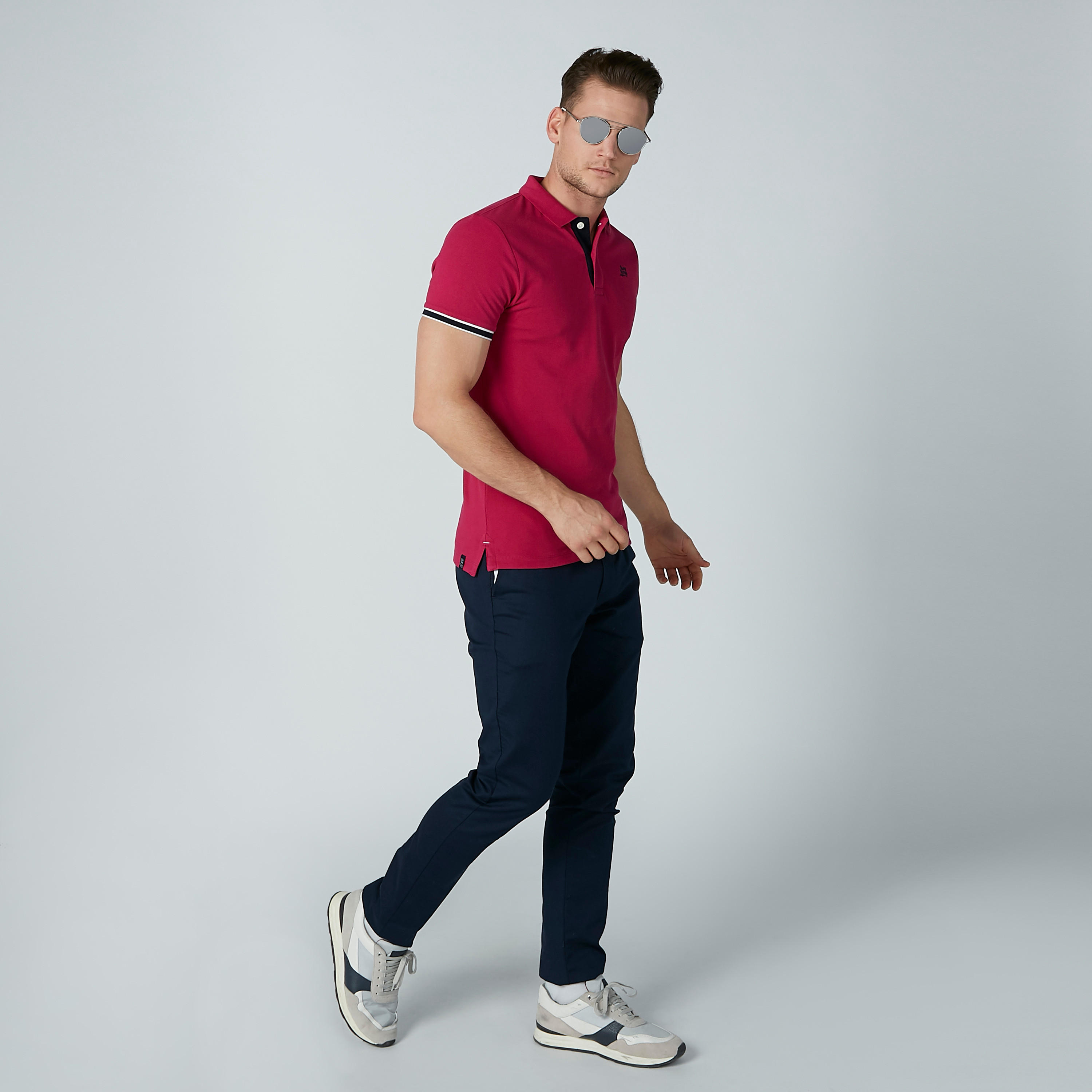 تيشيرت سادة بياقة بولو وأكمام قصيرة من بيينج هيومان-men-clothing-tshirtsandpolos-polos-image-3