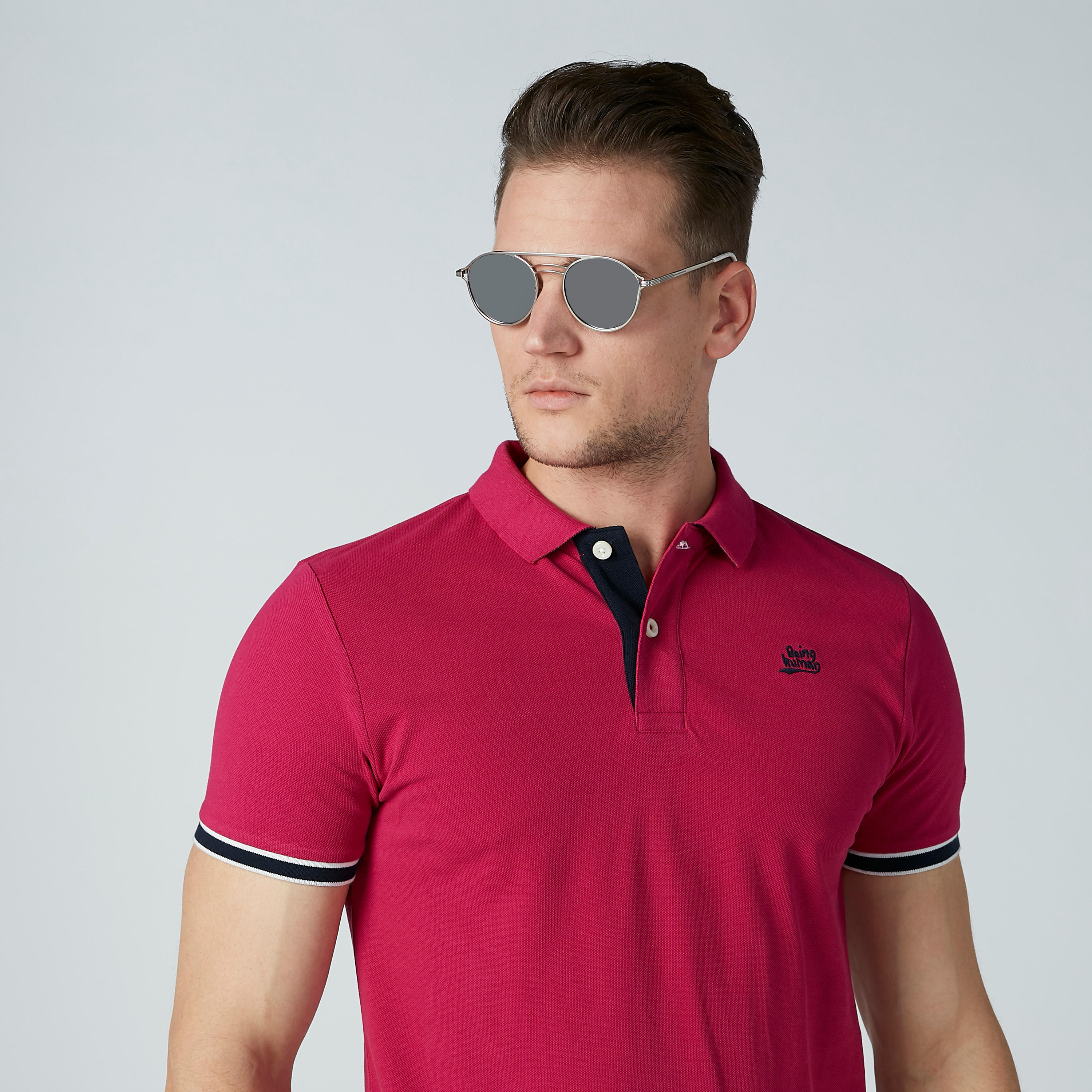 تيشيرت سادة بياقة بولو وأكمام قصيرة من بيينج هيومان-men-clothing-tshirtsandpolos-polos-image-5