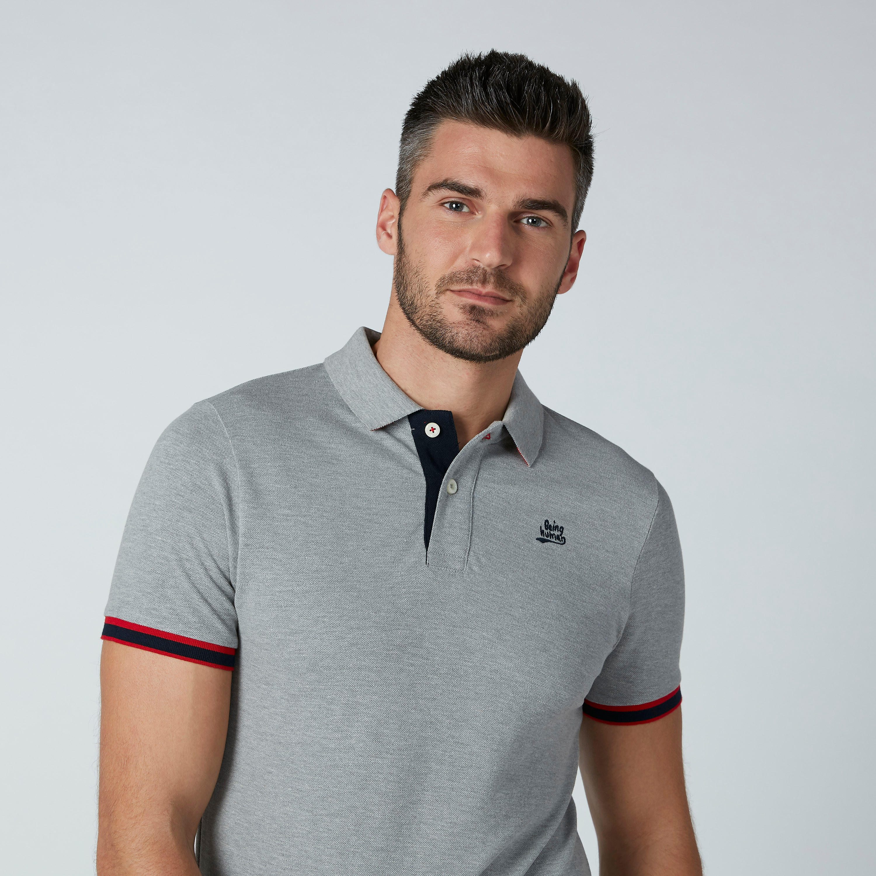 Being Human Plain T-shirt with Short Sleeves and Polo Neck-men-clothing-tshirtsandpolos-polos-image-3