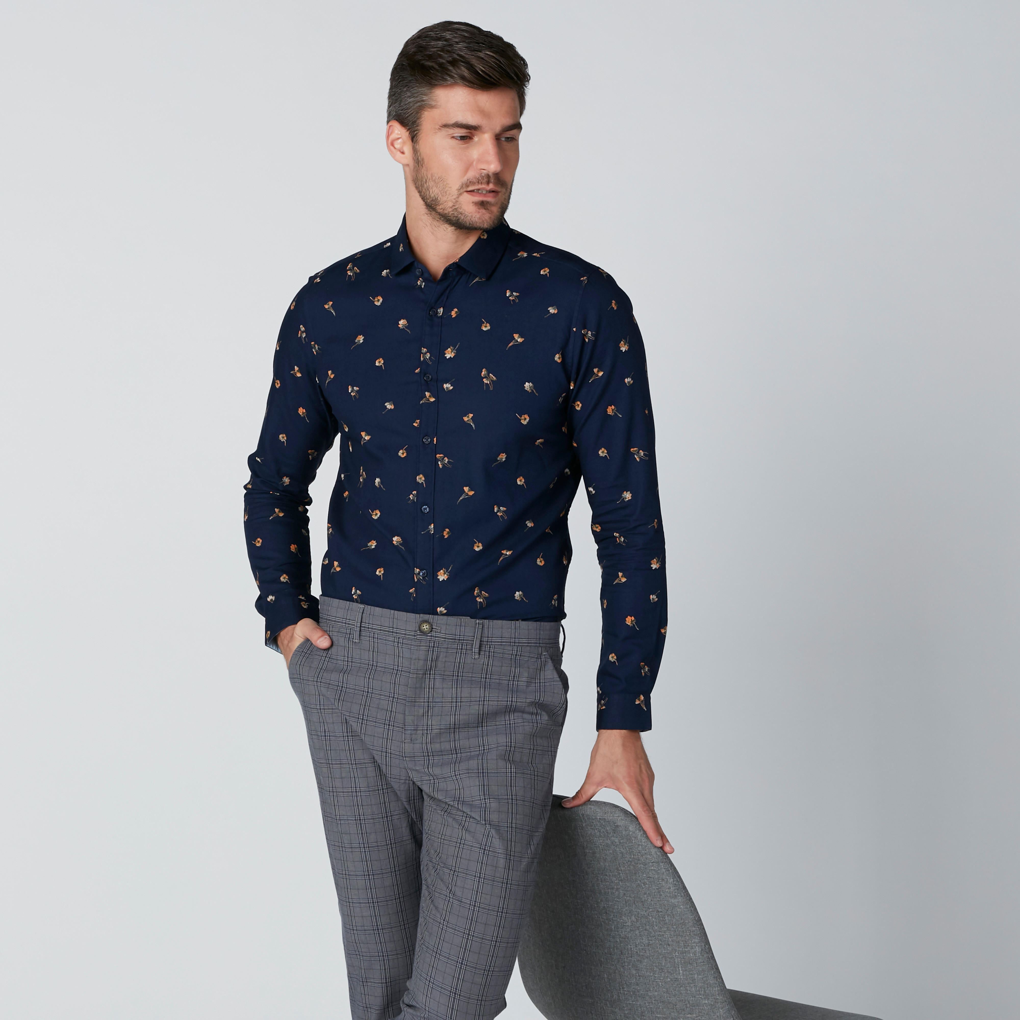 قميص سليم فيت بأكمام طويلة وطبعات بيينج هيومان-men-clothing-shirts-image-3