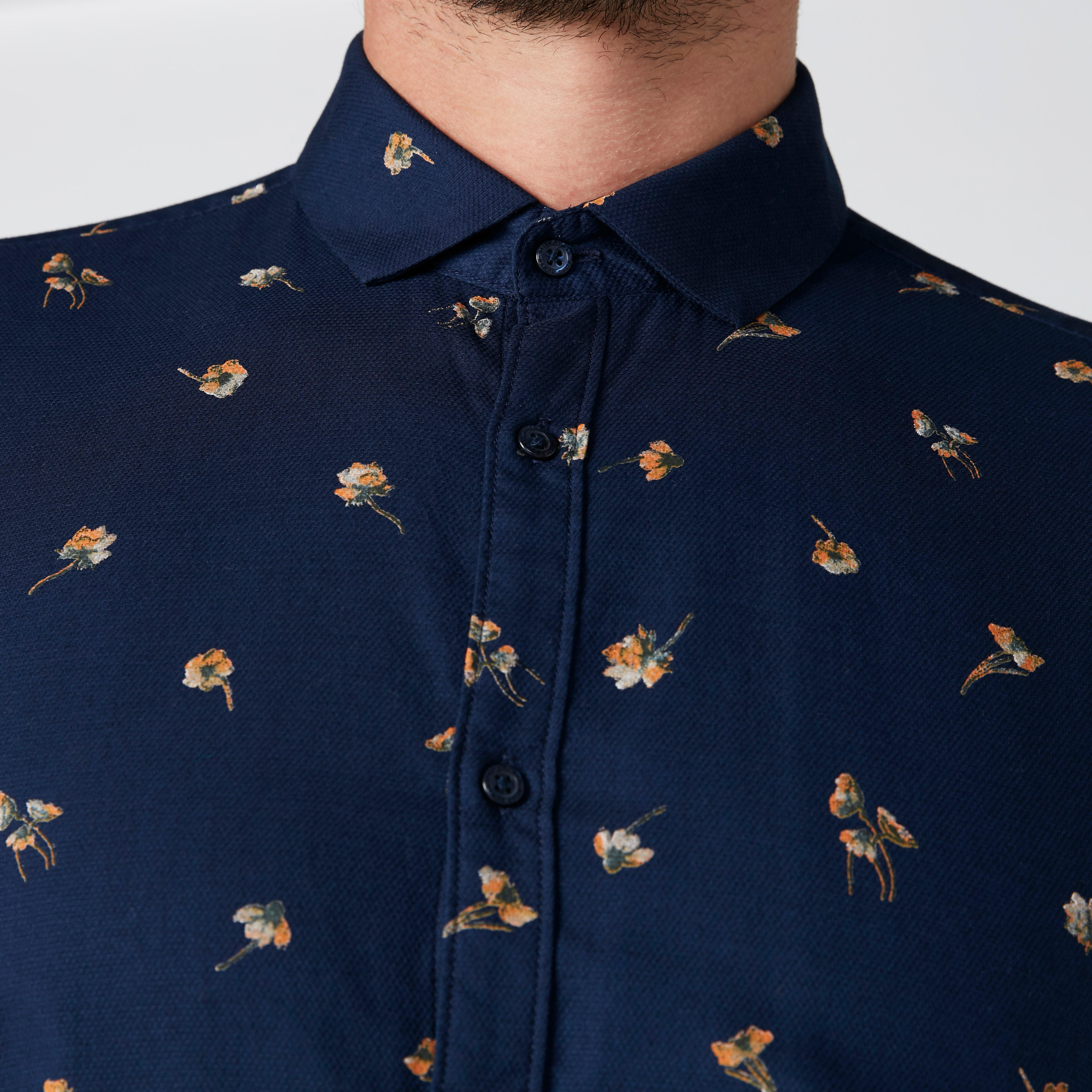 قميص سليم فيت بأكمام طويلة وطبعات بيينج هيومان-men-clothing-shirts-image-4