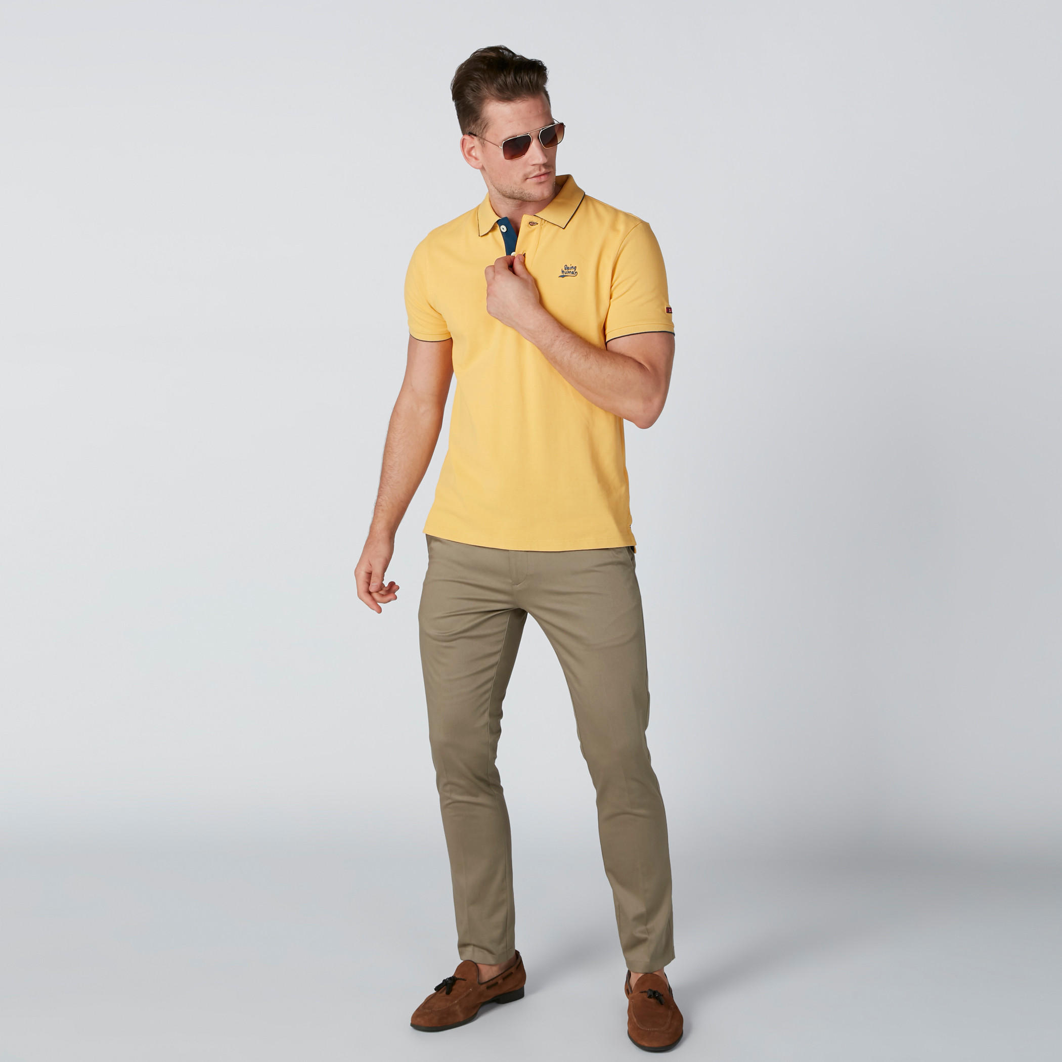 تيشيرت بياقة بولو وأكمام قصيرة من بيينج هيومان-men-clothing-tshirtsandpolos-polos-image-1