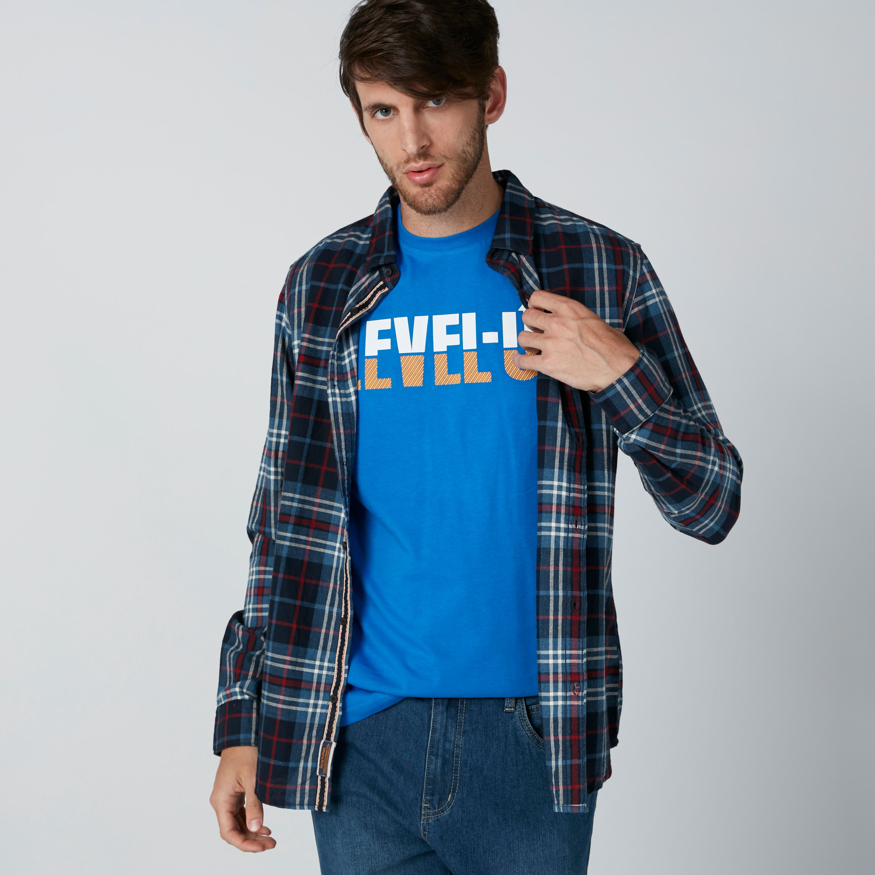 Being Human Chequered Shirt in Regular Fit with Long Sleeves-men-clothing-shirts-image-1