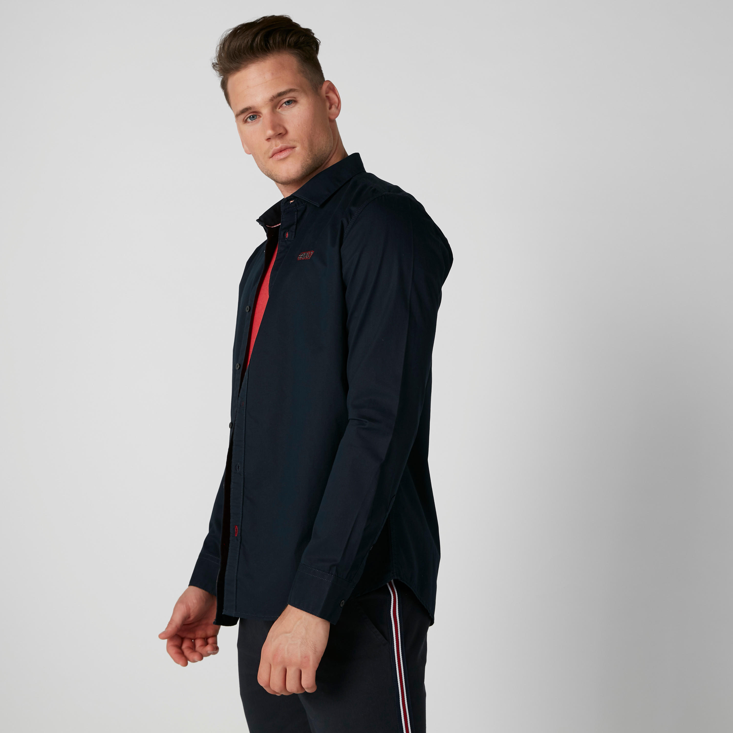 Being Human Embroidered Shirt with Long Sleeves and Complete Placket-men-clothing-shirts-image-3