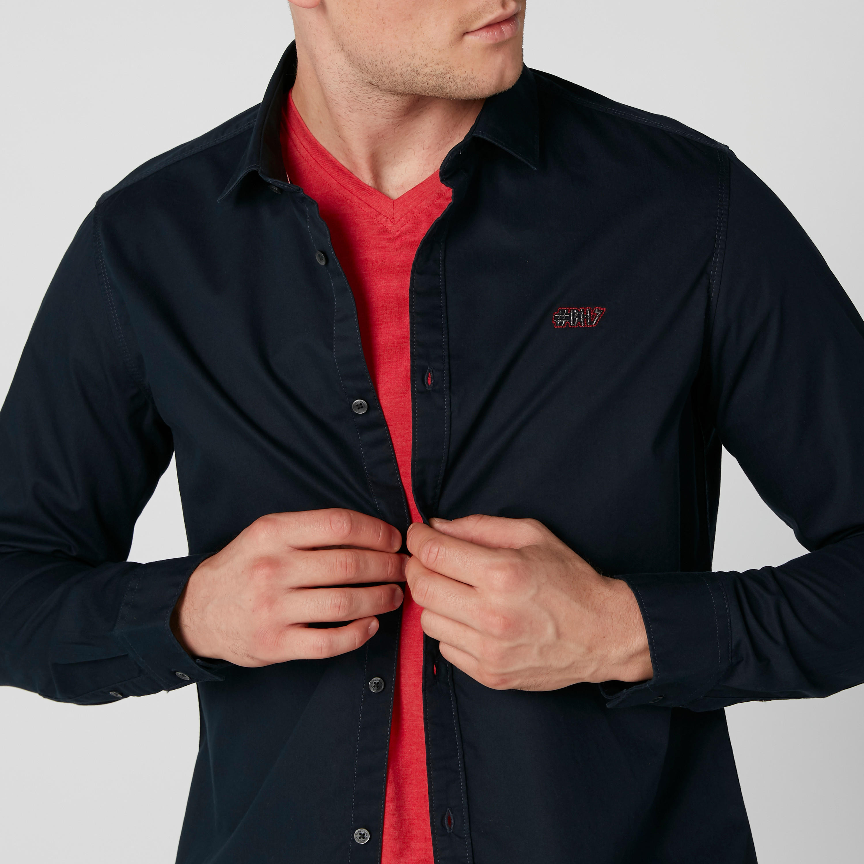 Being Human Embroidered Shirt with Long Sleeves and Complete Placket-men-clothing-shirts-image-6