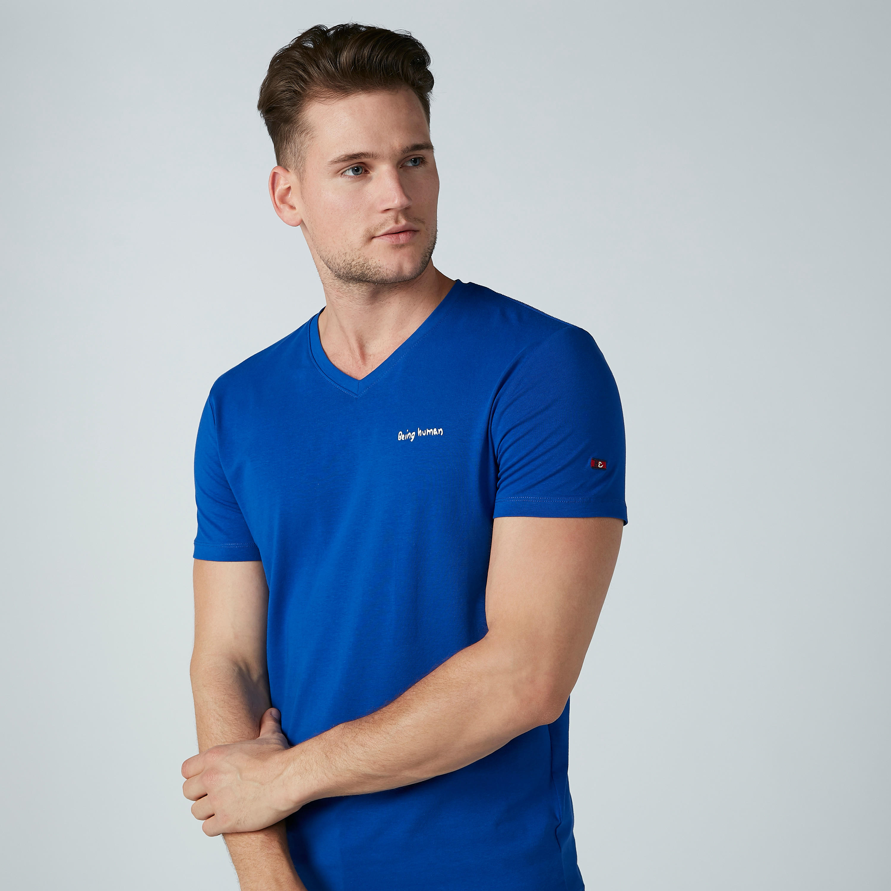 Being Human Plain T-shirt with V-neck-men-clothing-tshirtsandpolos-tshirts-image-2
