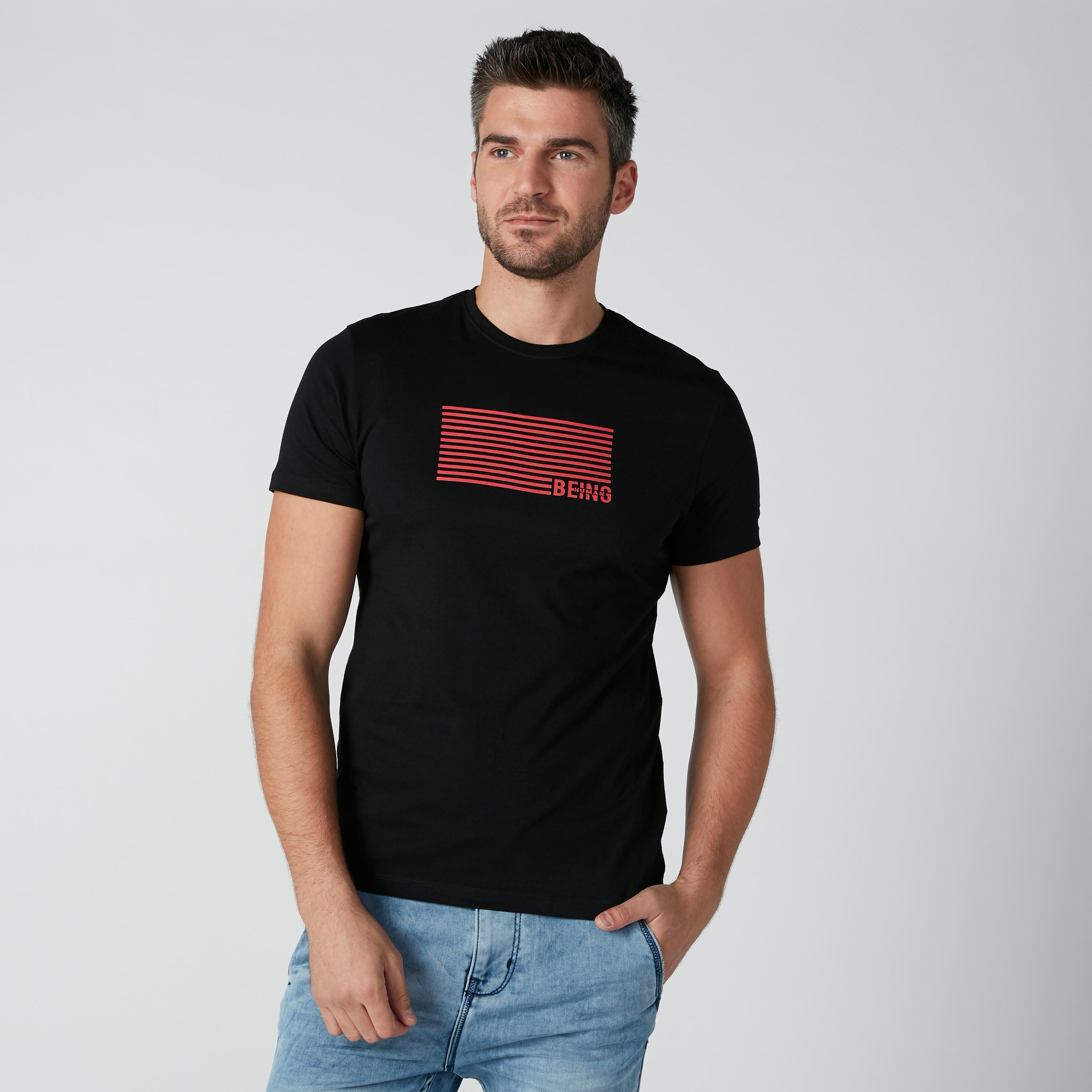 تيشيرت بأكمام قصيرة وطبعات بيينج هيومان-men-clothing-tshirtsandpolos-tshirts-image-2