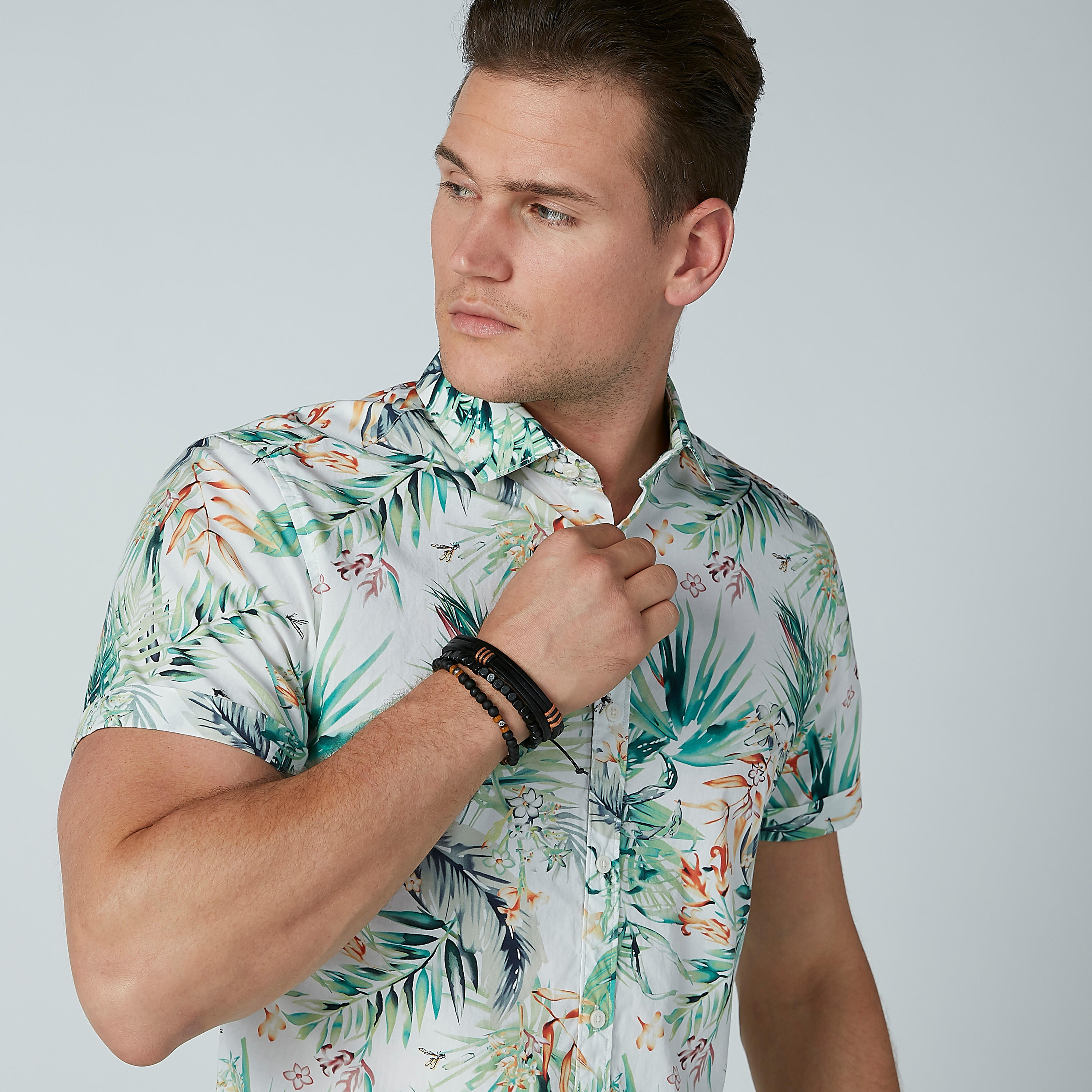 Being Human Printed Shirt with Short Sleeves and Complete Placket-men-clothing-shirts-image-3