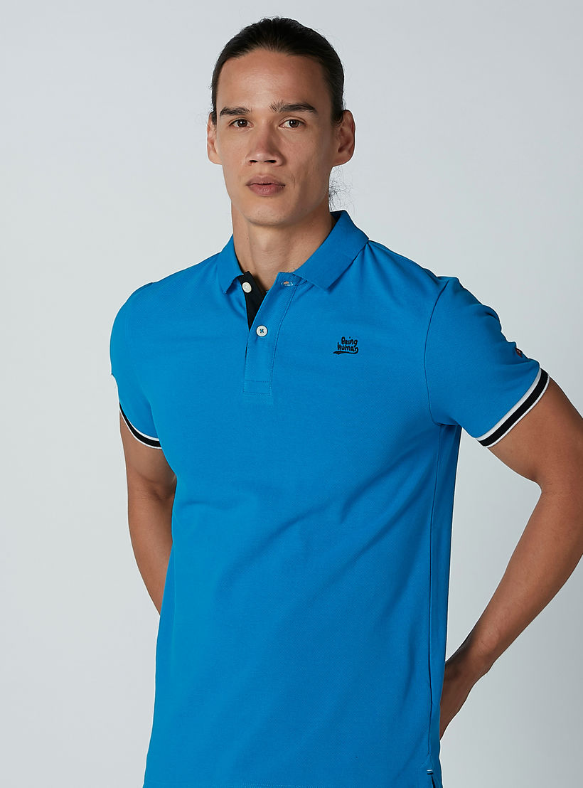 تيشيرت سادة بياقة بولو وأكمام قصيرة من بيينج هيومان-men-clothing-tshirtsandpolos-polos-image-1