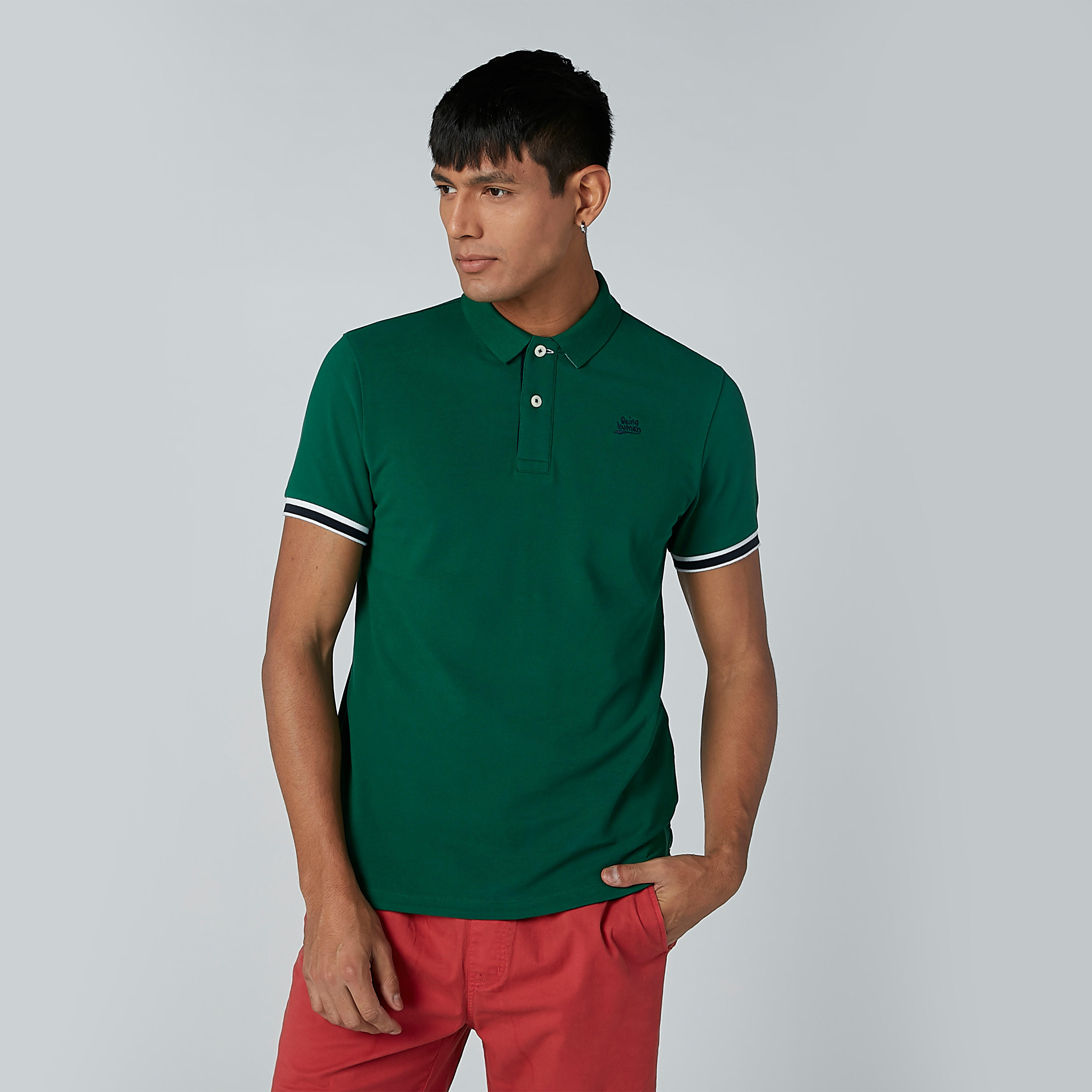 تيشيرت بياقة بولو وأكمام قصيرة بيينج هيومان-men-clothing-tshirtsandpolos-polos-image-2