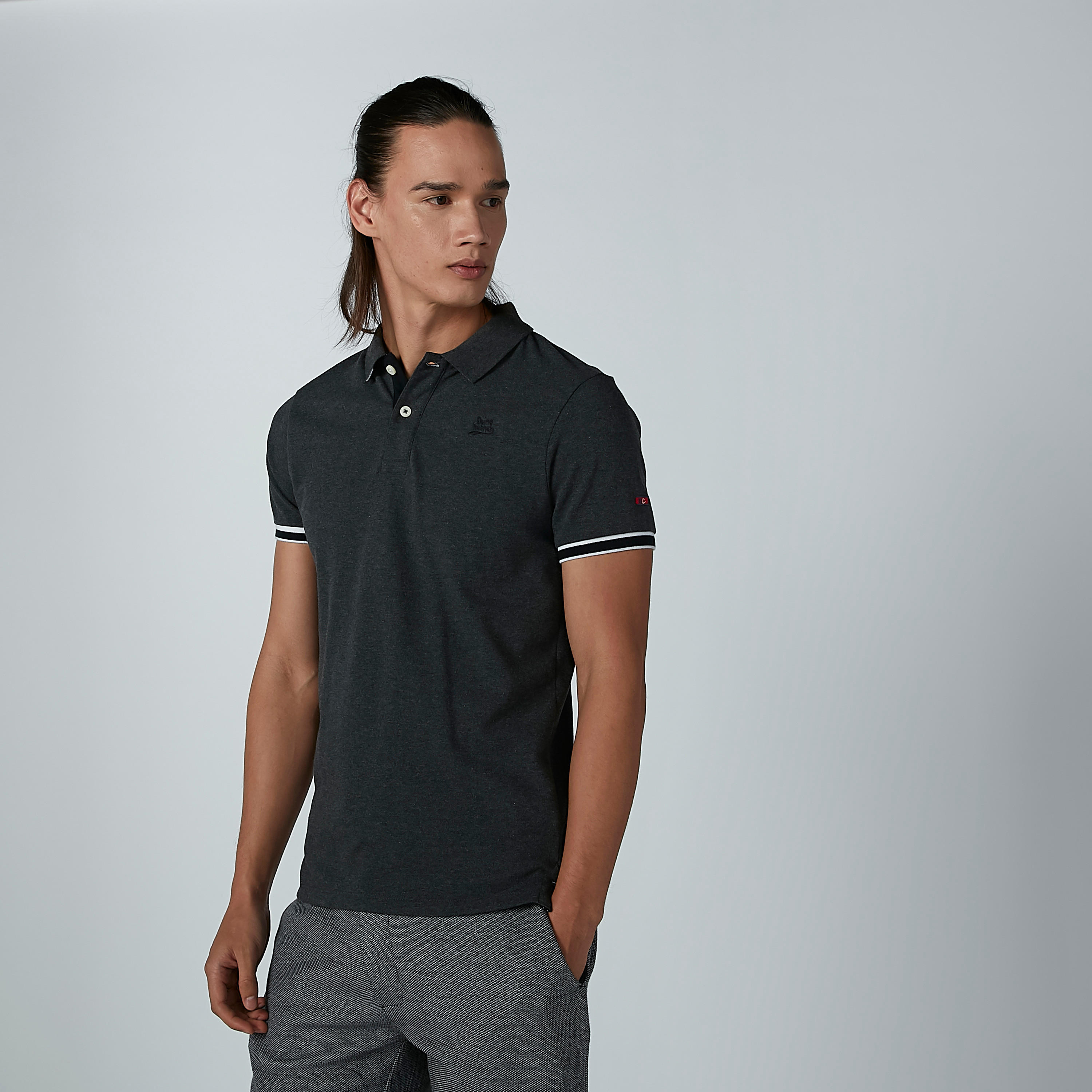 تيشيرت سادة بياقة بولو وأكمام قصيرة من بيينج هيومان-men-clothing-tshirtsandpolos-polos-image-1