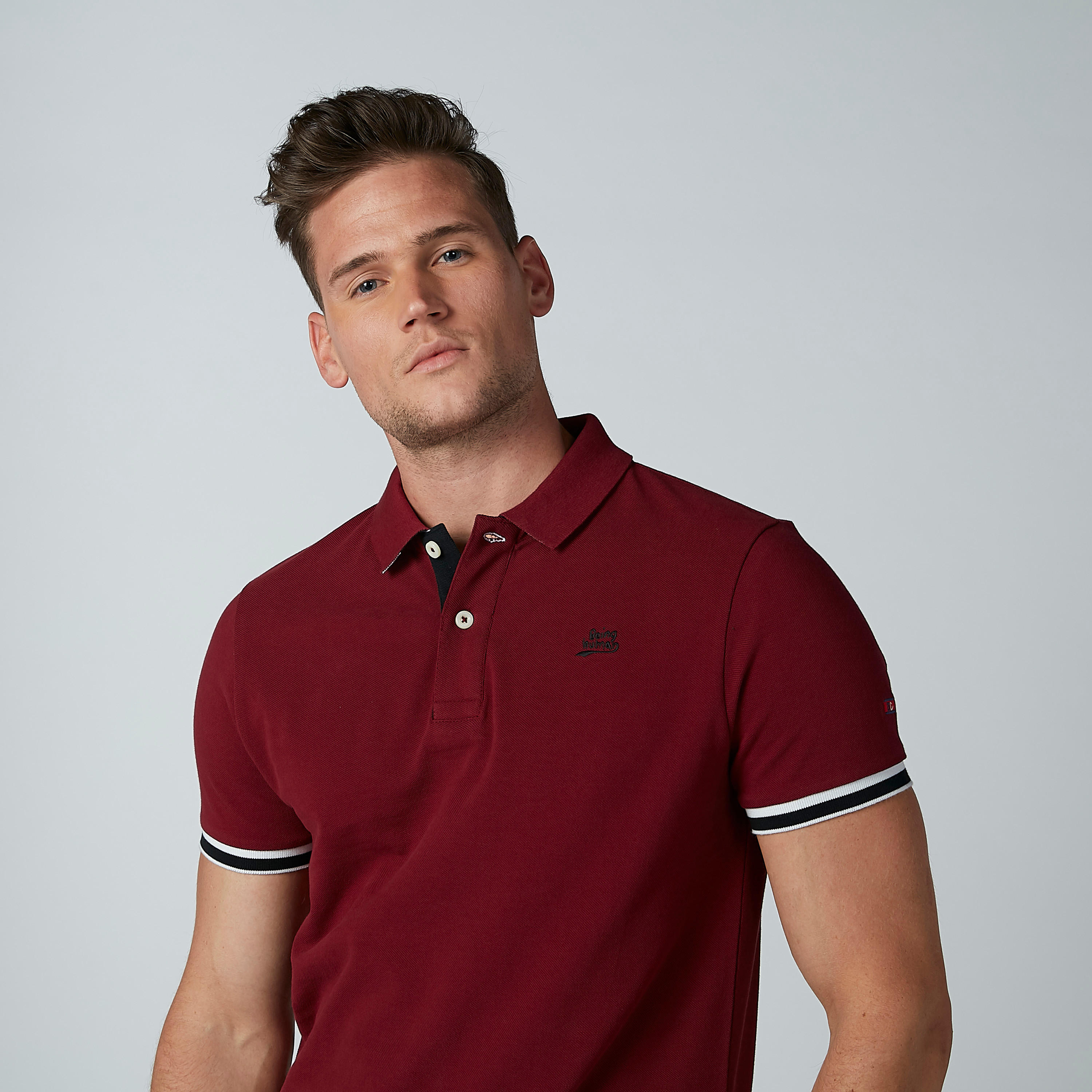 تيشيرت سادة بياقة بولو وأكمام قصيرة من بيينج هيومان-men-clothing-tshirtsandpolos-polos-image-1
