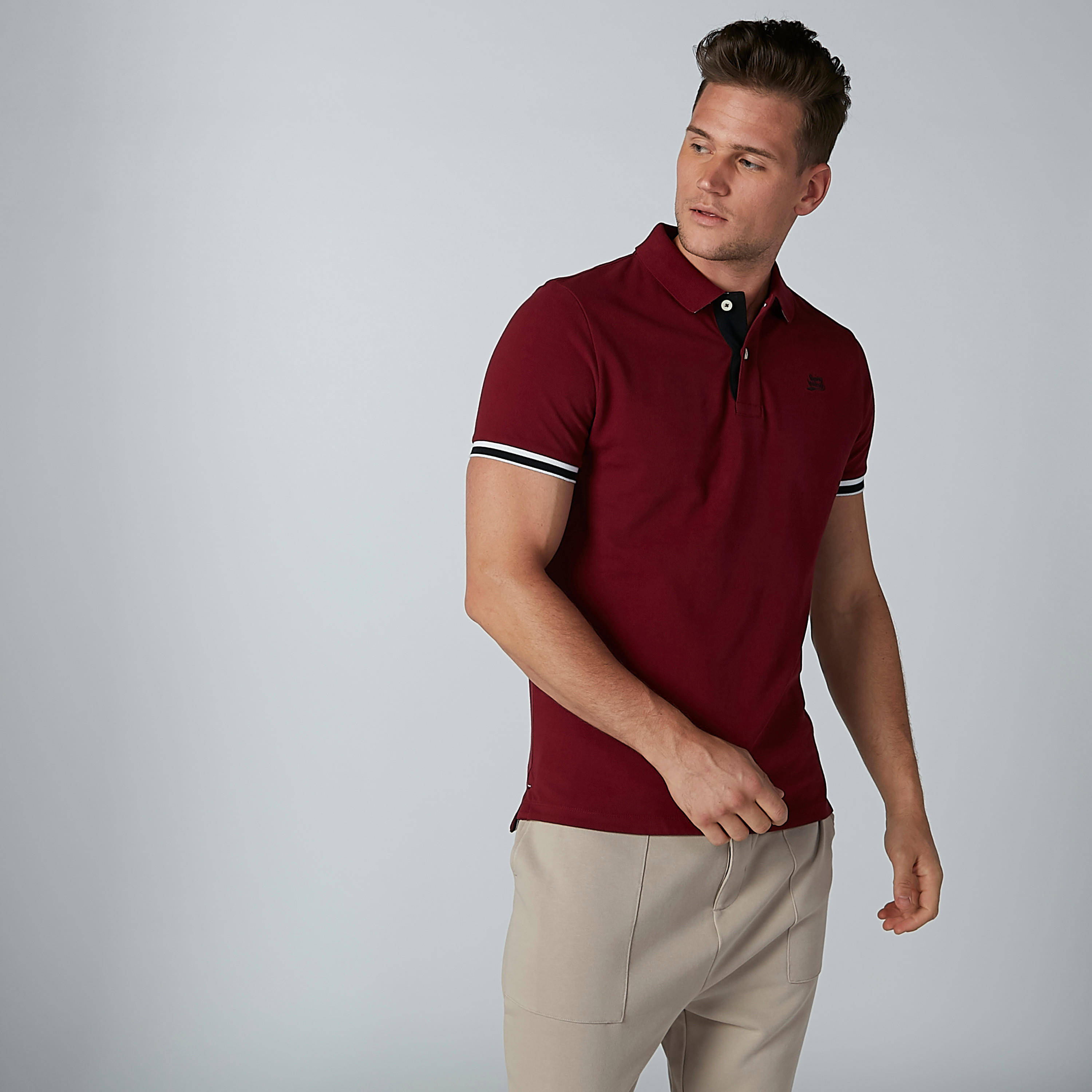 تيشيرت سادة بياقة بولو وأكمام قصيرة من بيينج هيومان-men-clothing-tshirtsandpolos-polos-image-3