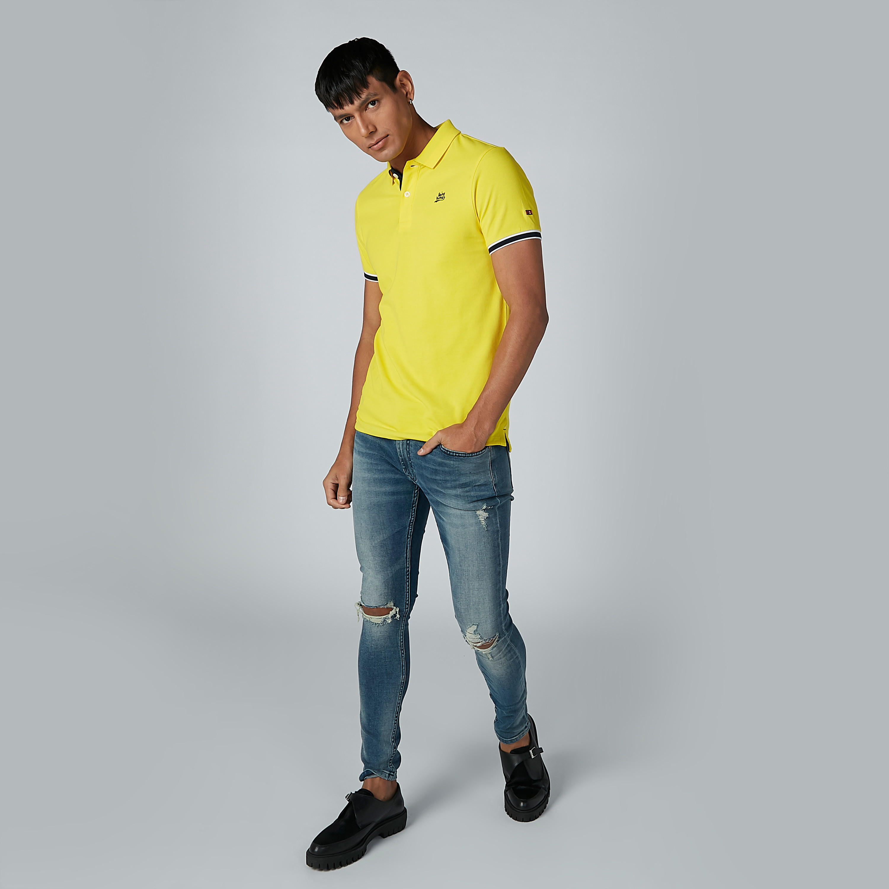Being Human T-shirt with Polo Neck and Short Sleeves-men-clothing-tshirtsandpolos-polos-image-2