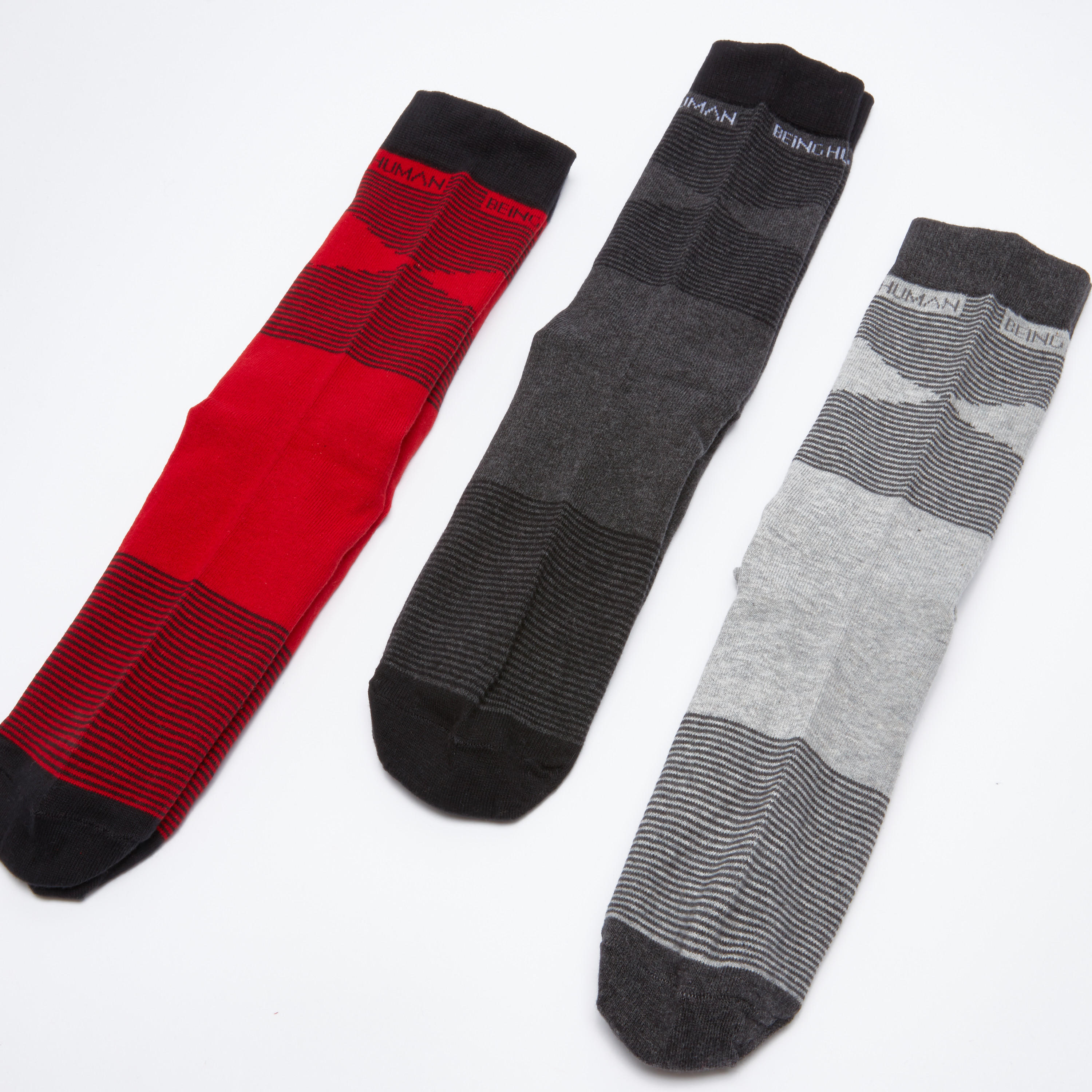 جوارب مقلّمة من بيينج هيومان - طقم من 3 أزواج-men-socks-image-1