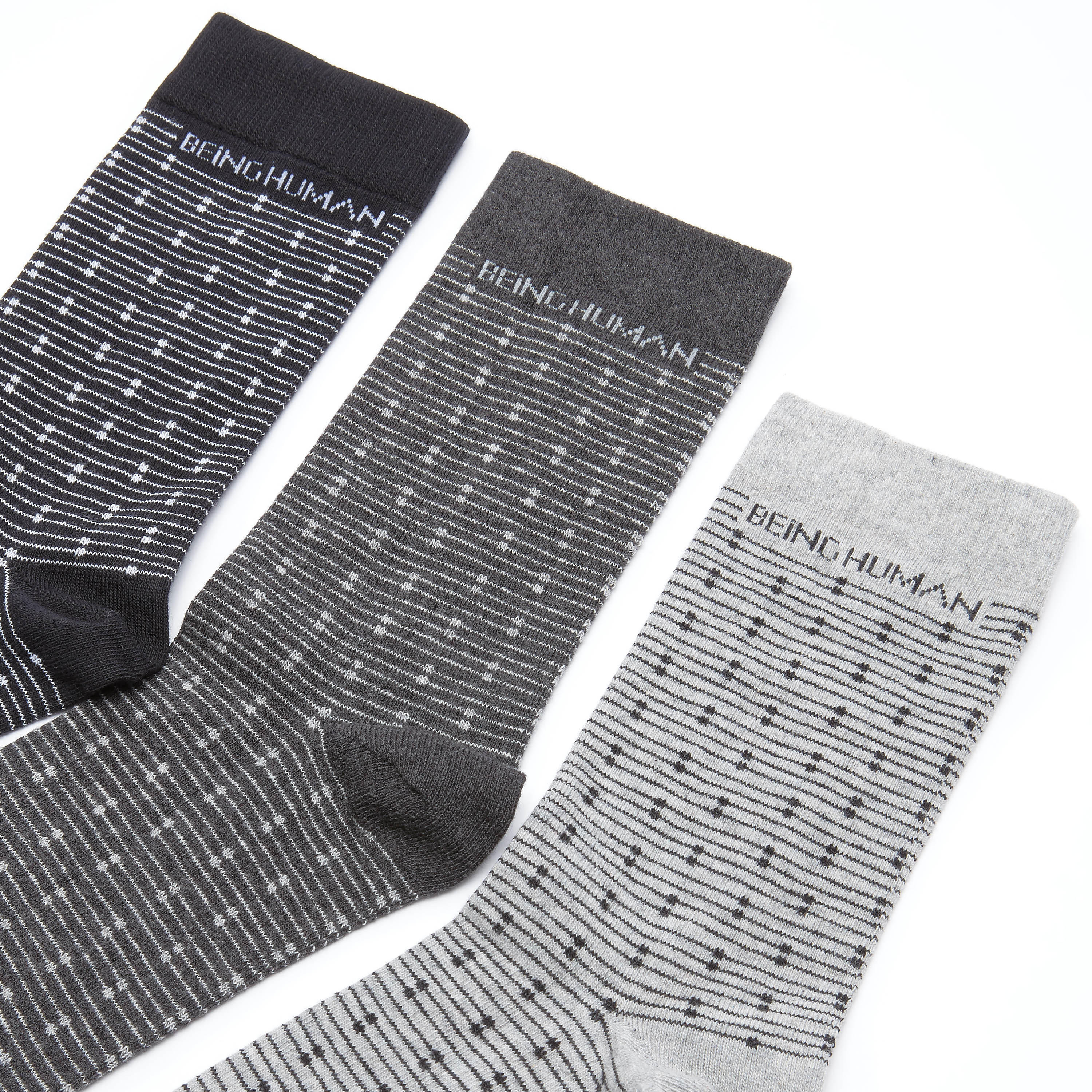 جوارب مقلّمة بطول متوسط من بيينج هيومان - طقم من 3 أزواج-men-socks-image-2