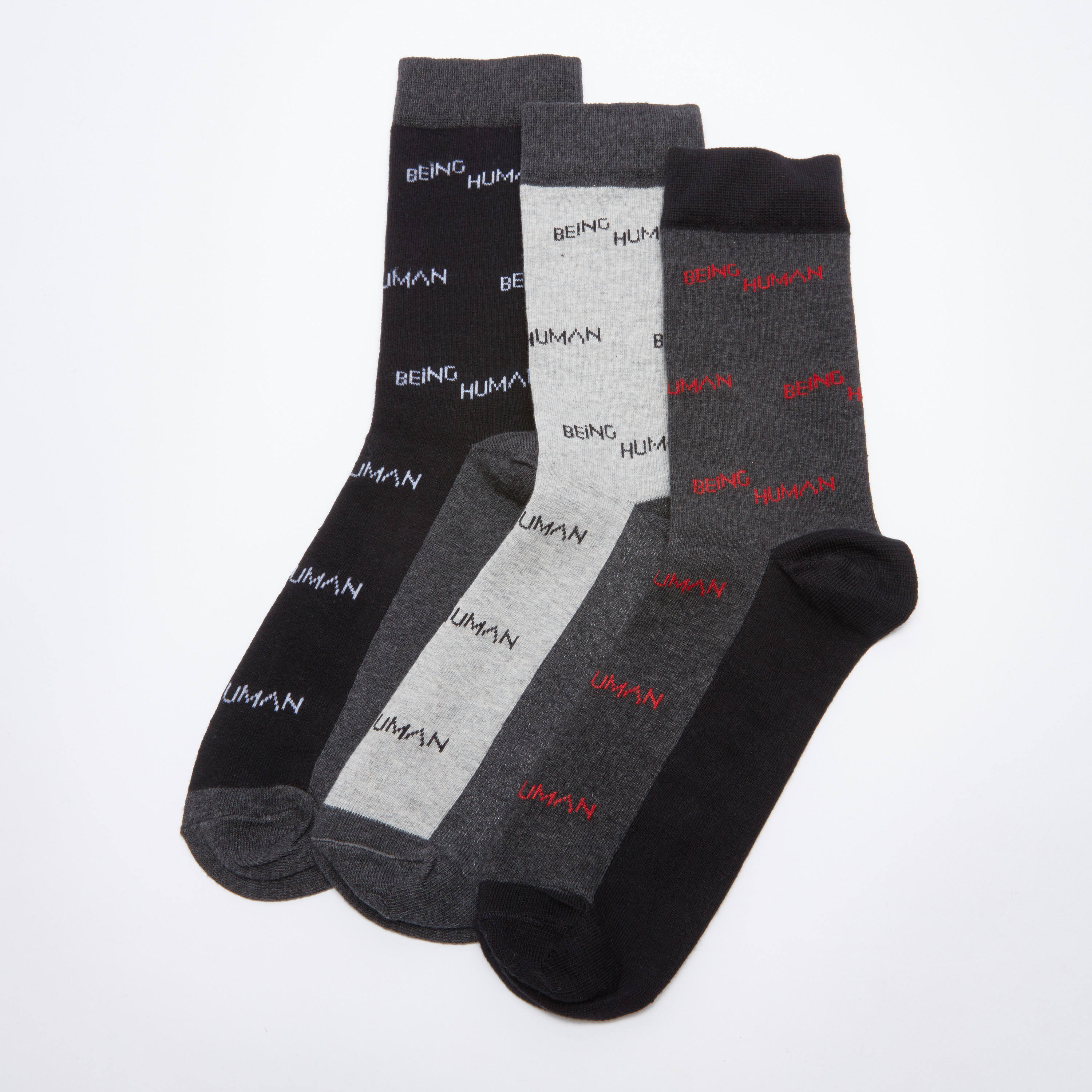 جوارب بطبعات بيينج هيومان - طقم من 3 أزواج-men-socks-image-2