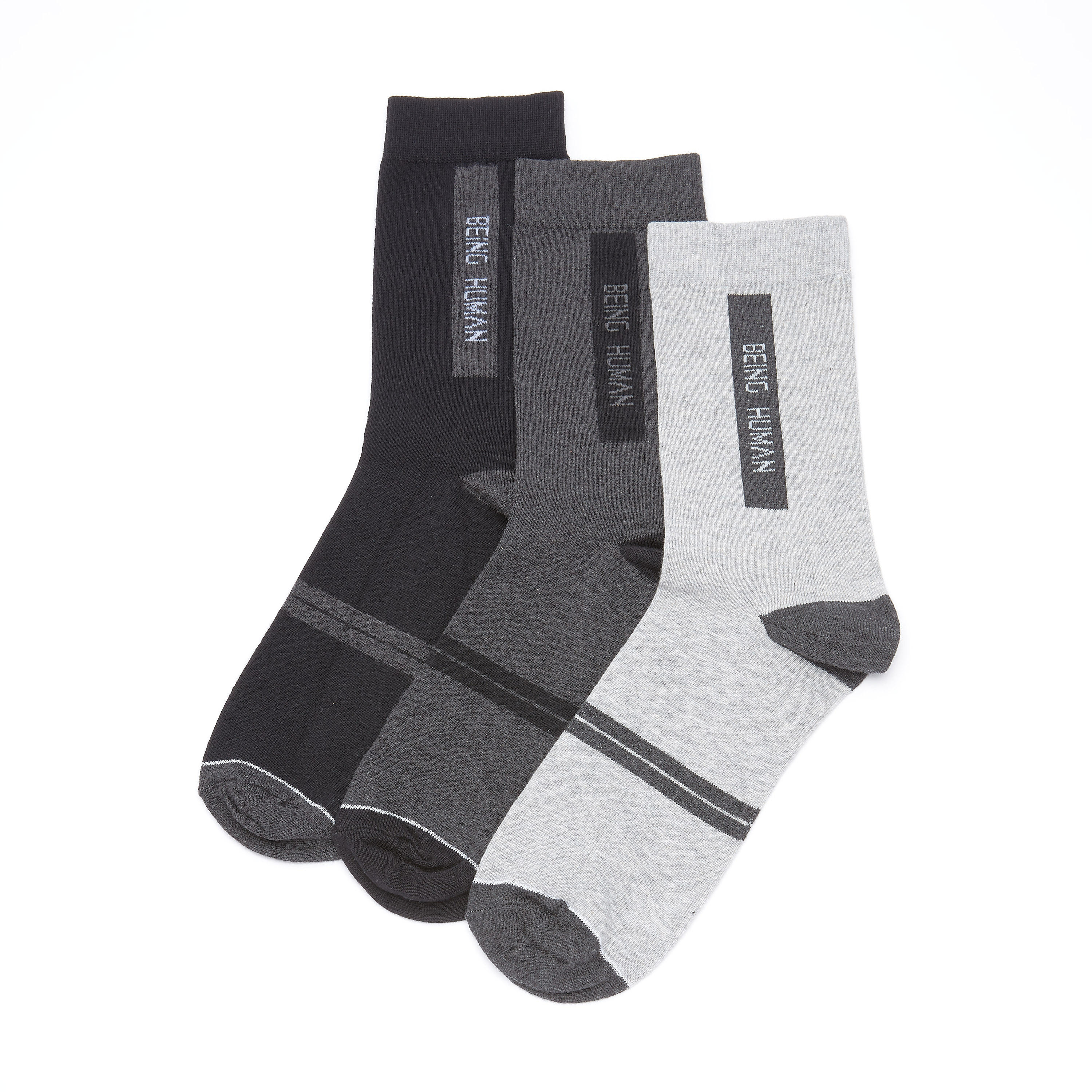 جوارب متوسطة الطول بطبعات بيينج هيومان - مجموعة من 3 أزواج-men-socks-image-1