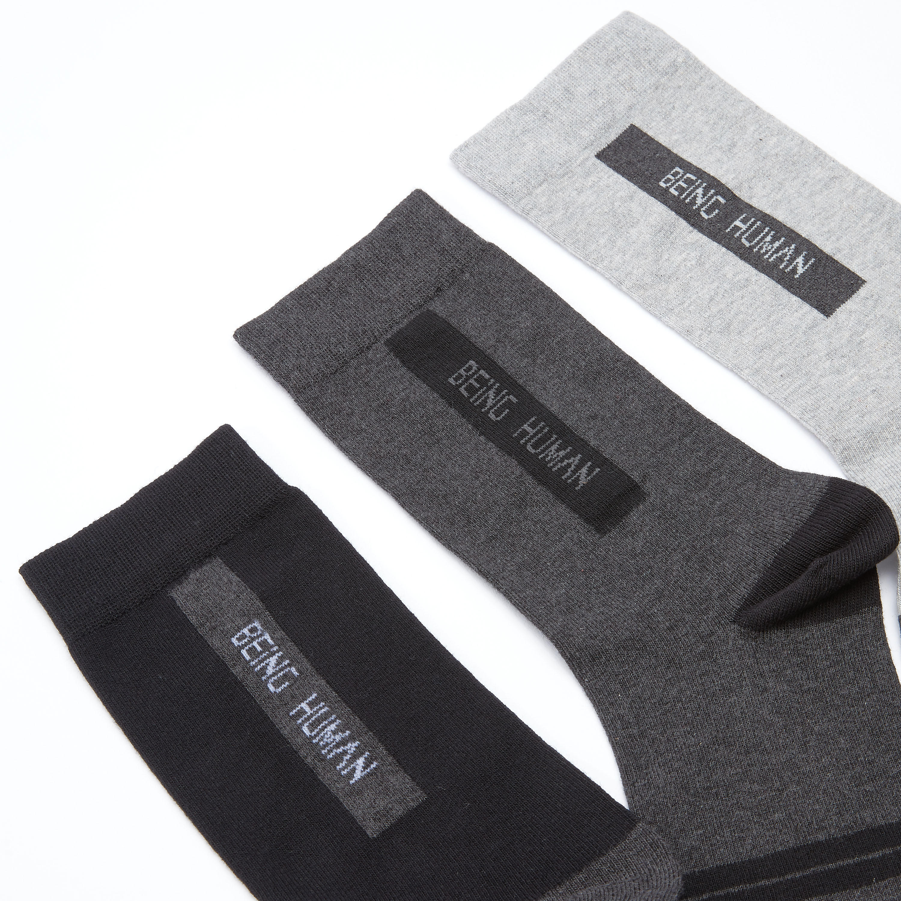 جوارب متوسطة الطول بطبعات بيينج هيومان - مجموعة من 3 أزواج-men-socks-image-2