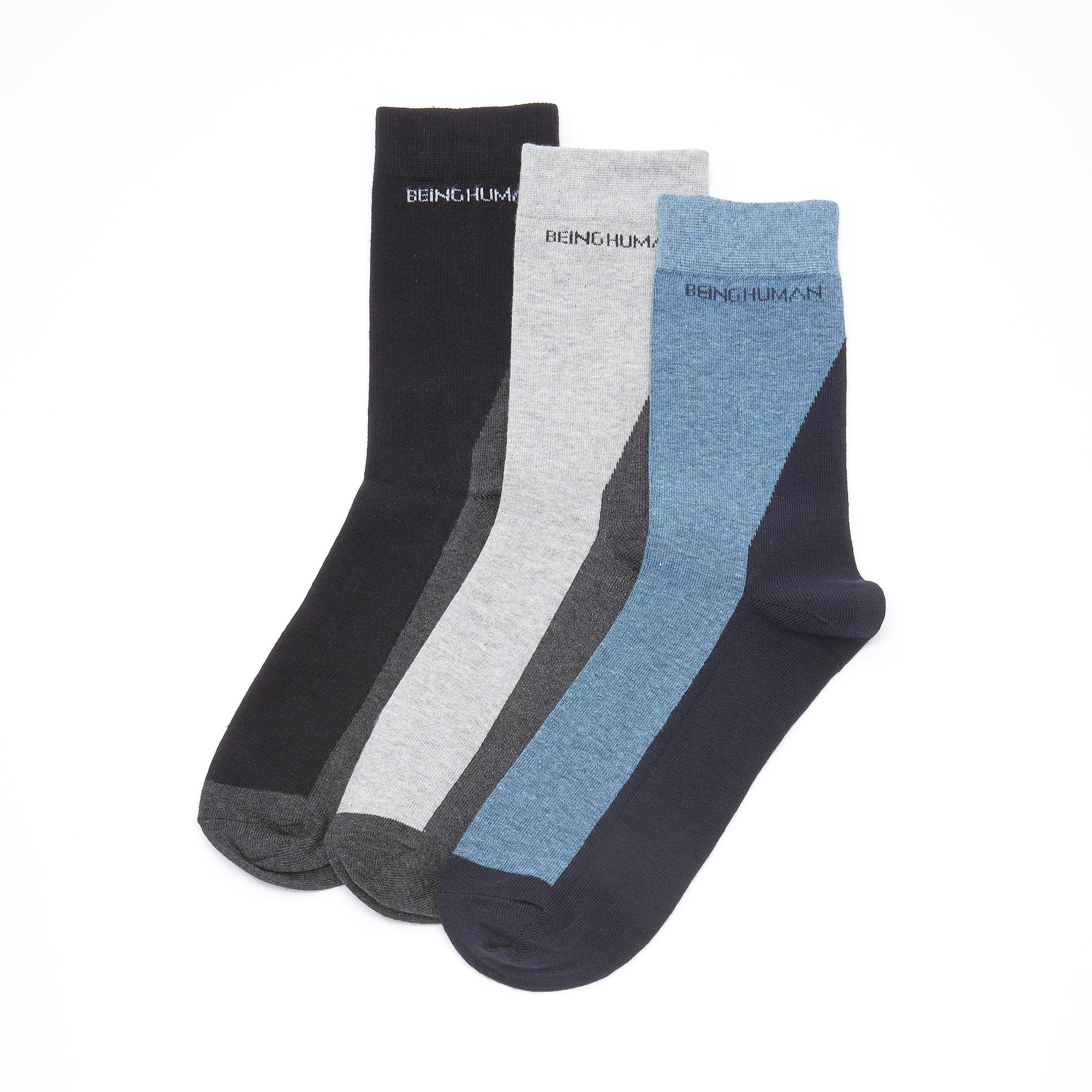 جوارب متوسطة الطول بطبعات بيينج هيومان - مجموعة من 3 أزواج-men-socks-image-1