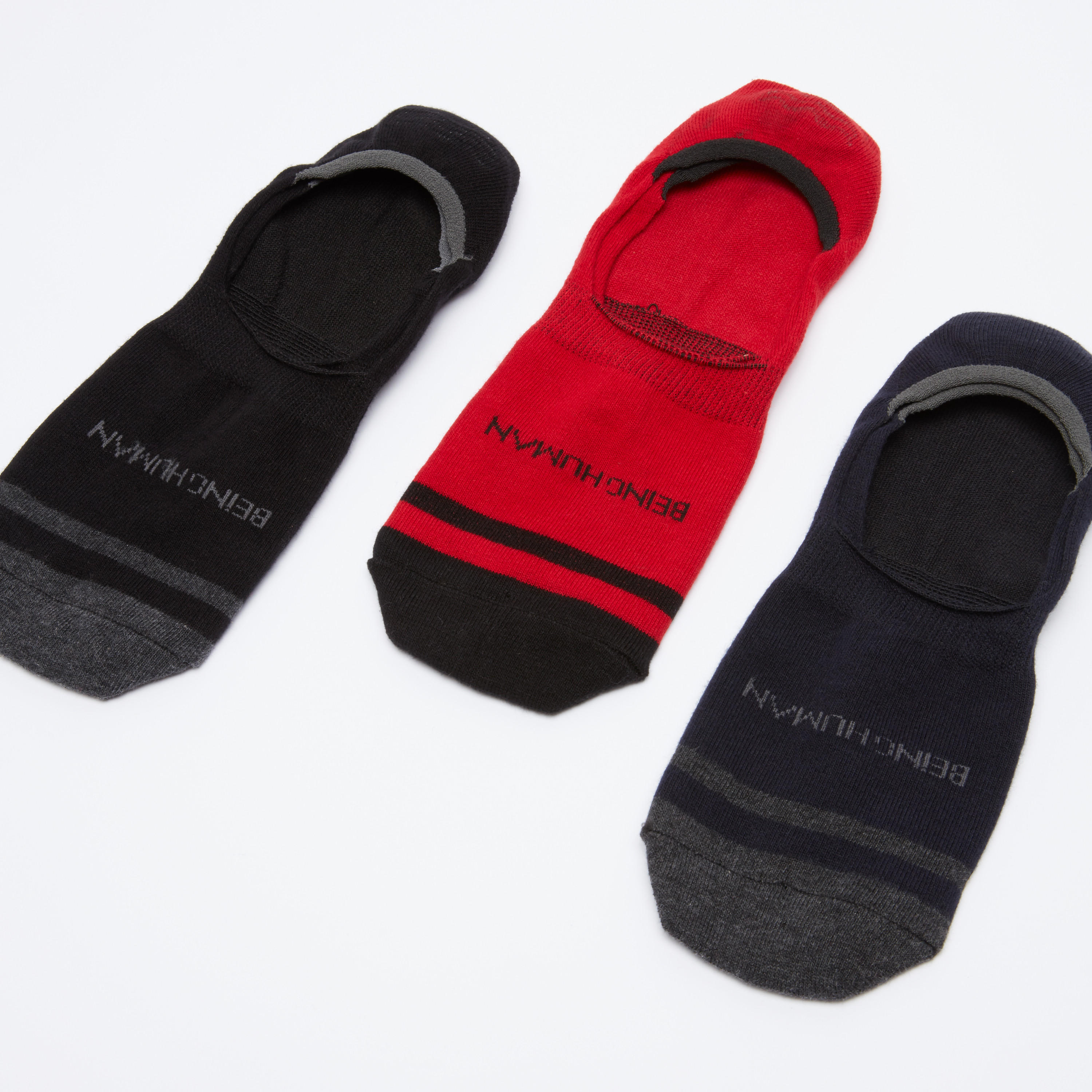 جوارب غير مرئية بطبعات بيينج هيومان - طقم من 3 أزواج-men-socks-image-1