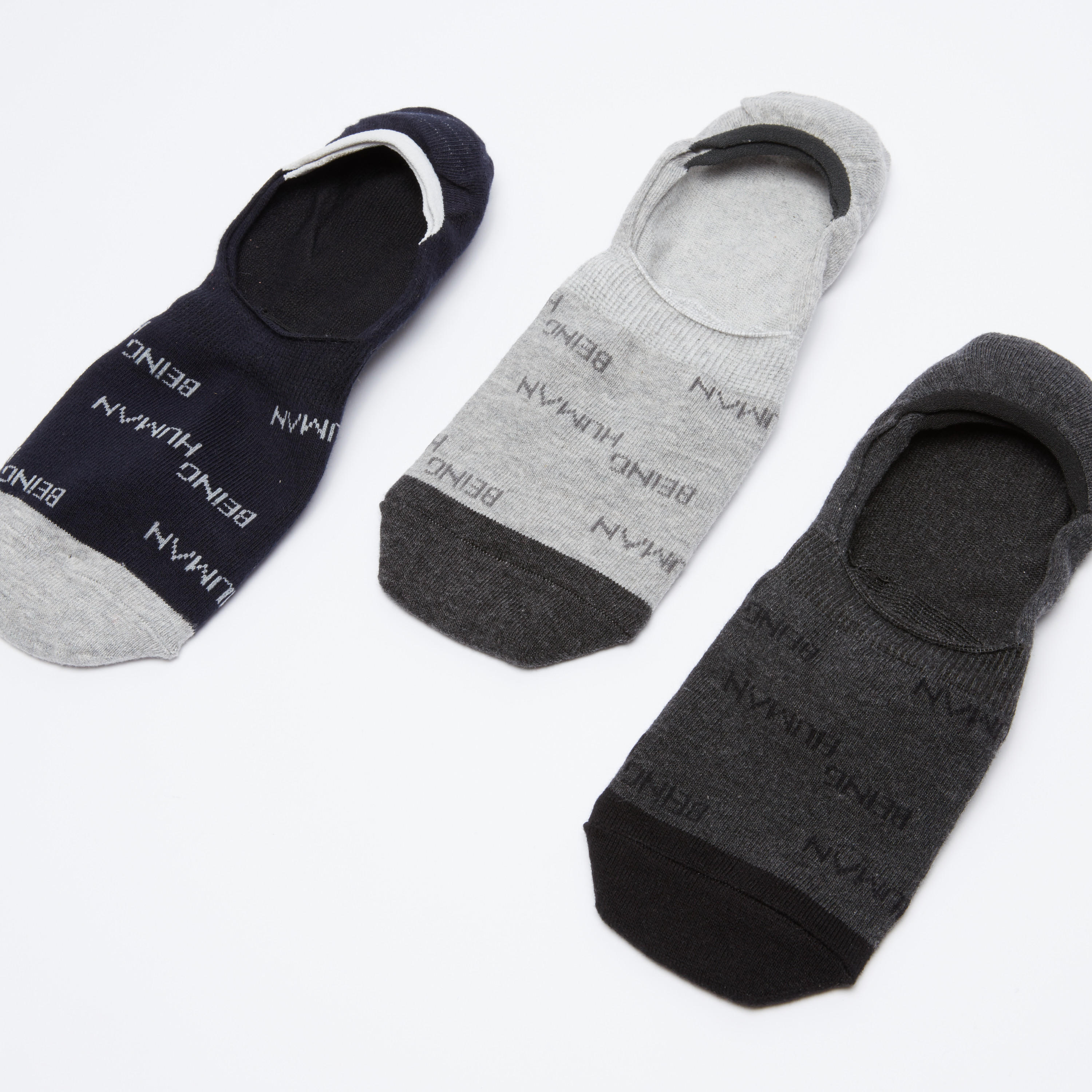 جوارب غير مرئية بطبعات بيينج هيومان - طقم من 3 أزواج-men-socks-image-1