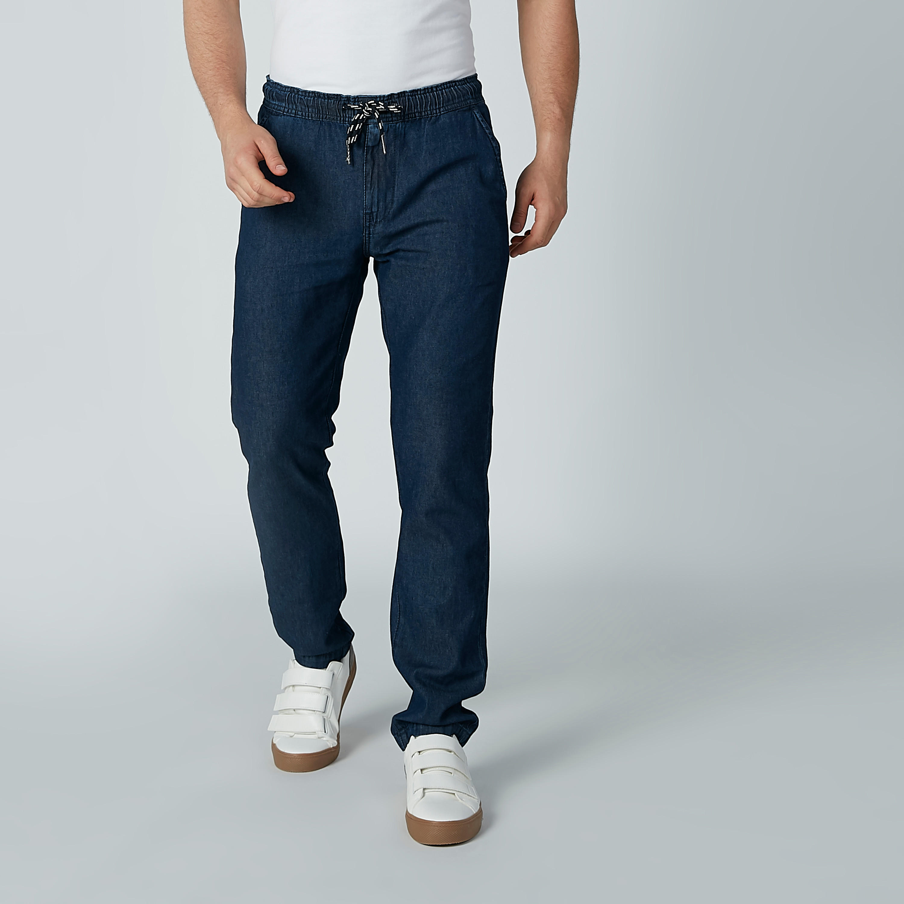بنطال جينز دينم بخصر مطّاطي ورباط من بيينج هيومان-men-clothing-bottoms-jeans-image-3