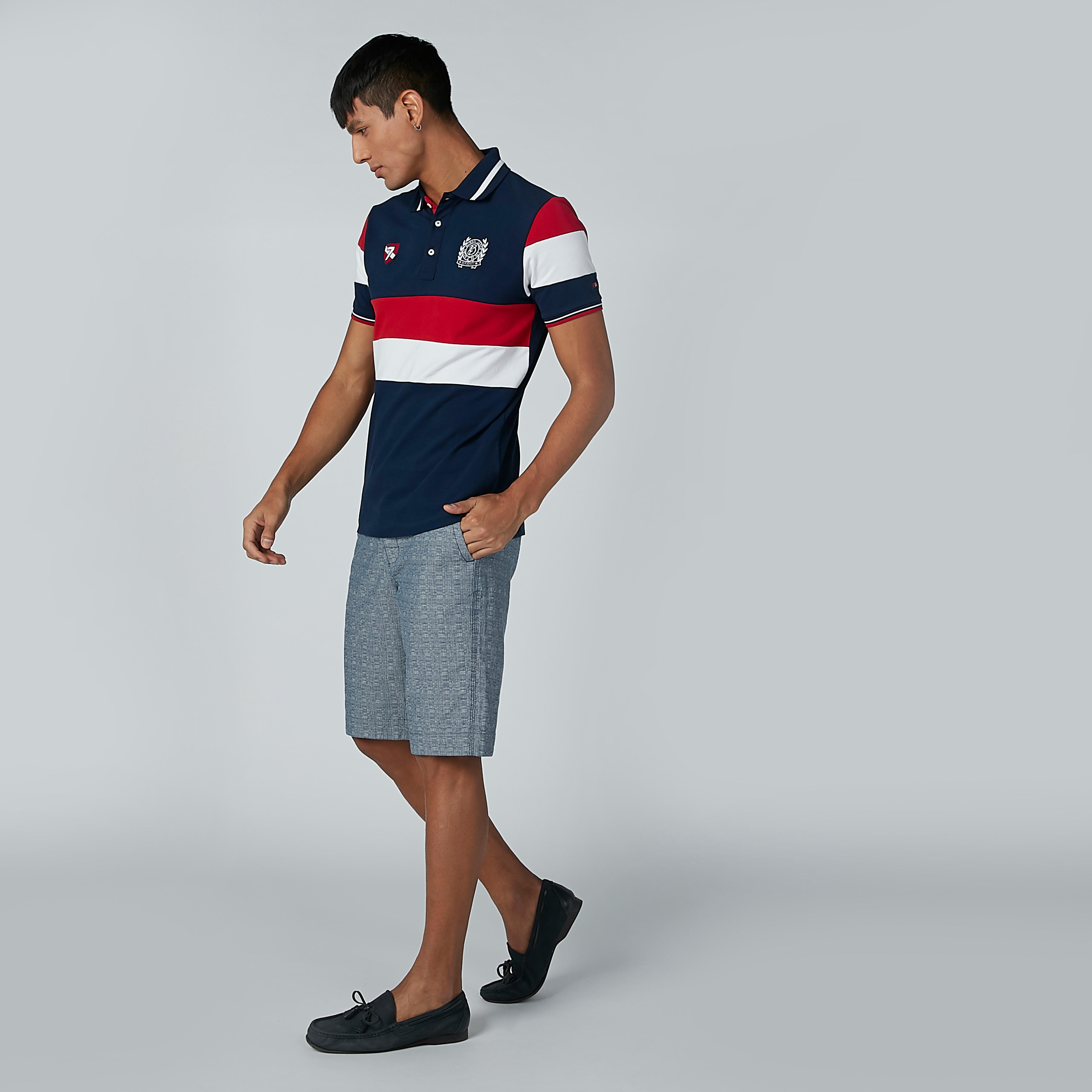 تيشيرت مقلم بياقة بولو وأكمام قصيرة من بيينج هيومان-men-clothing-tshirtsandpolos-polos-image-2