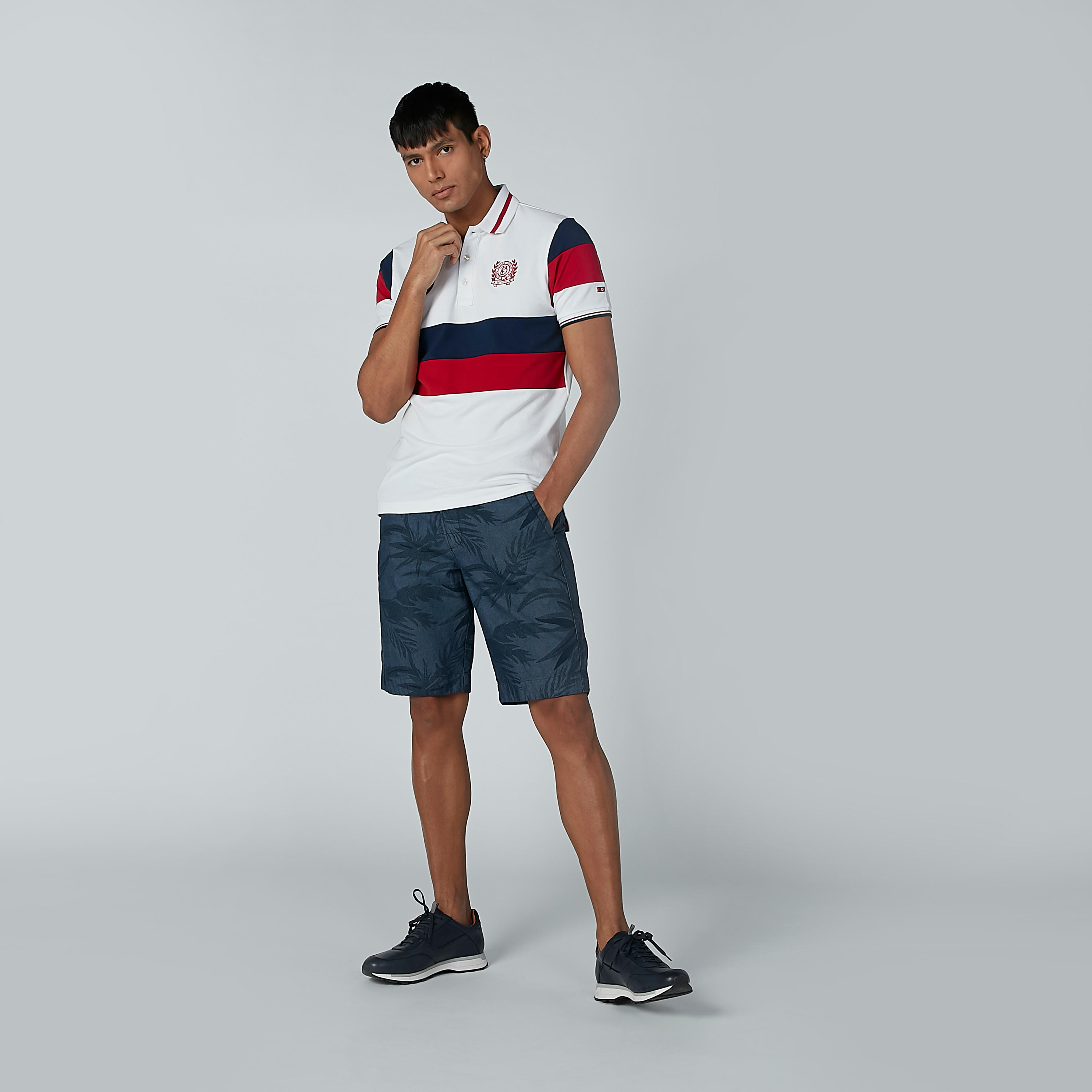 تيشيرت مقلم بياقة بولو وأكمام قصيرة من بيينج هيومان-men-clothing-tshirtsandpolos-polos-image-2