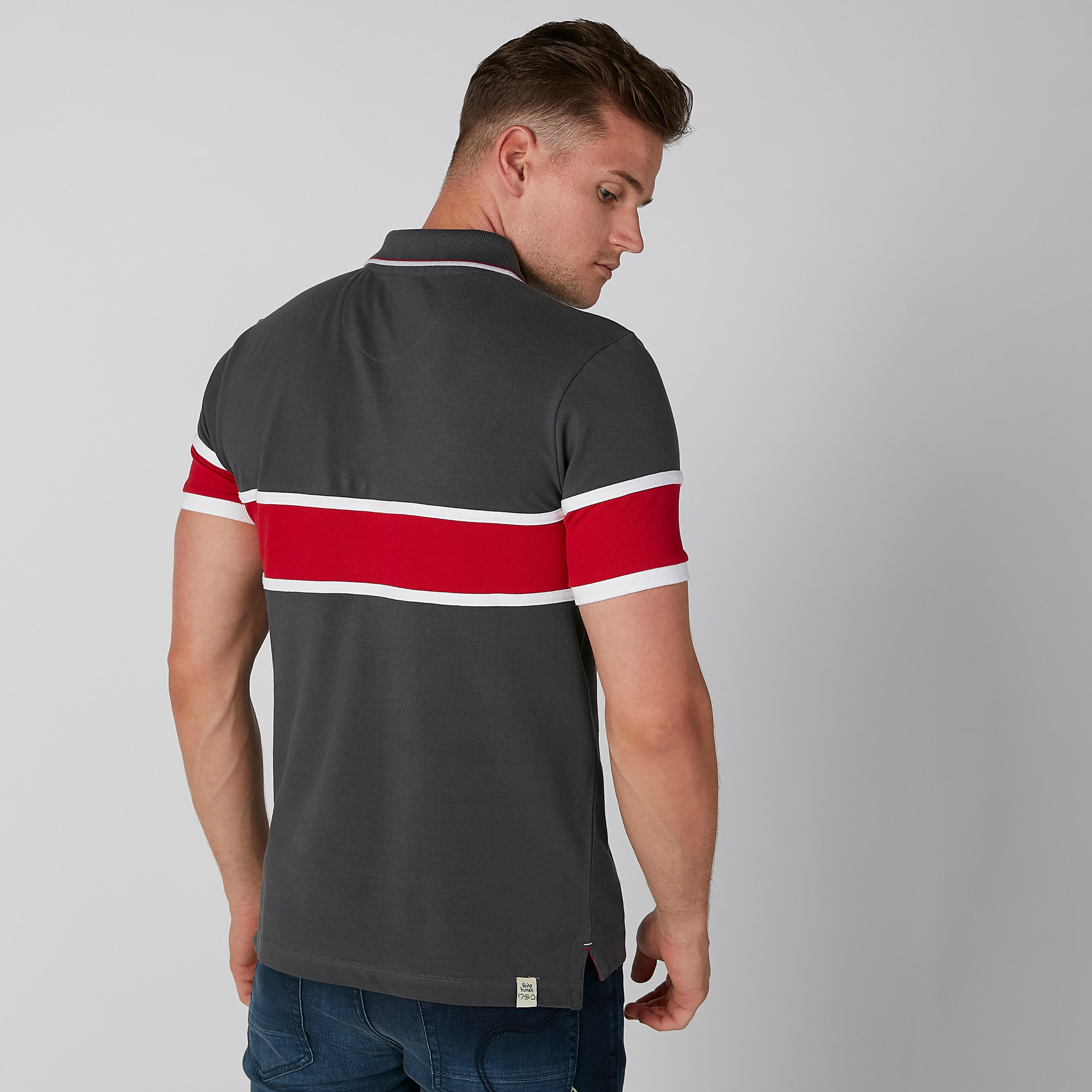 تيشيرت مقلّم بياقة بولو وأكمام قصيرة من بيينج هيومان-men-clothing-tshirtsandpolos-polos-image-2